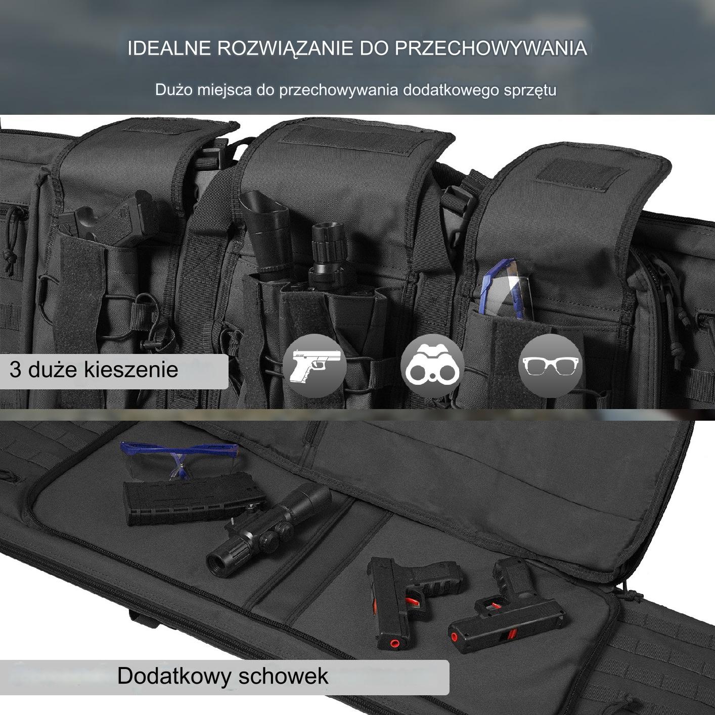 Torba Pokrowiec Plecak na Broń 34 cali czarna - obrazek 3