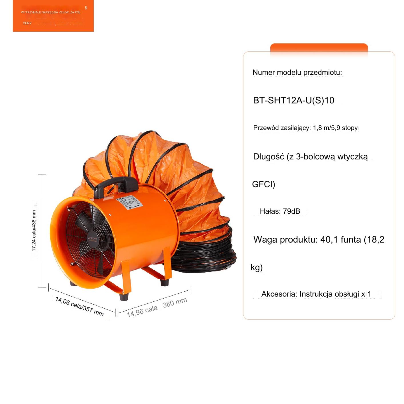 Wyciągowy wentylator przemysłowy budowlany wąż 30 cm 10 m - obrazek 2