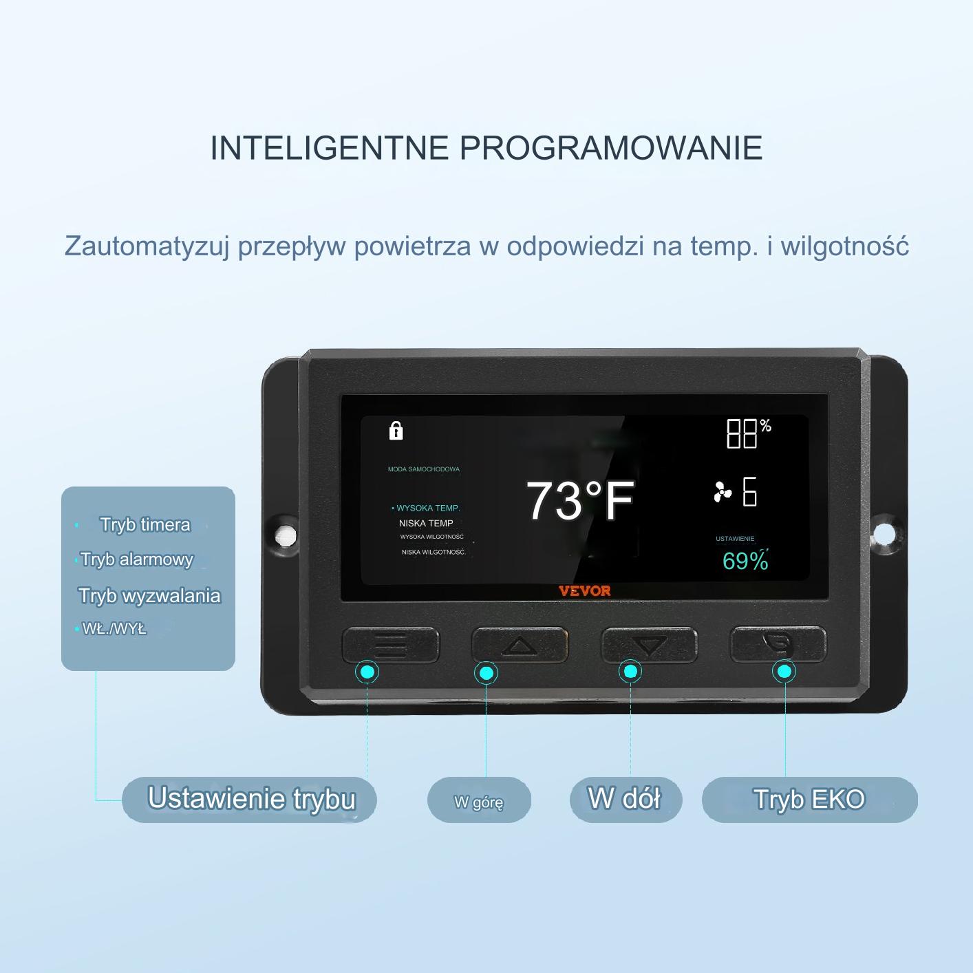 Wentylator ścienny wyciągowy 1700 m3/h czarny 30W automatyczne żaluzje - obrazek 6