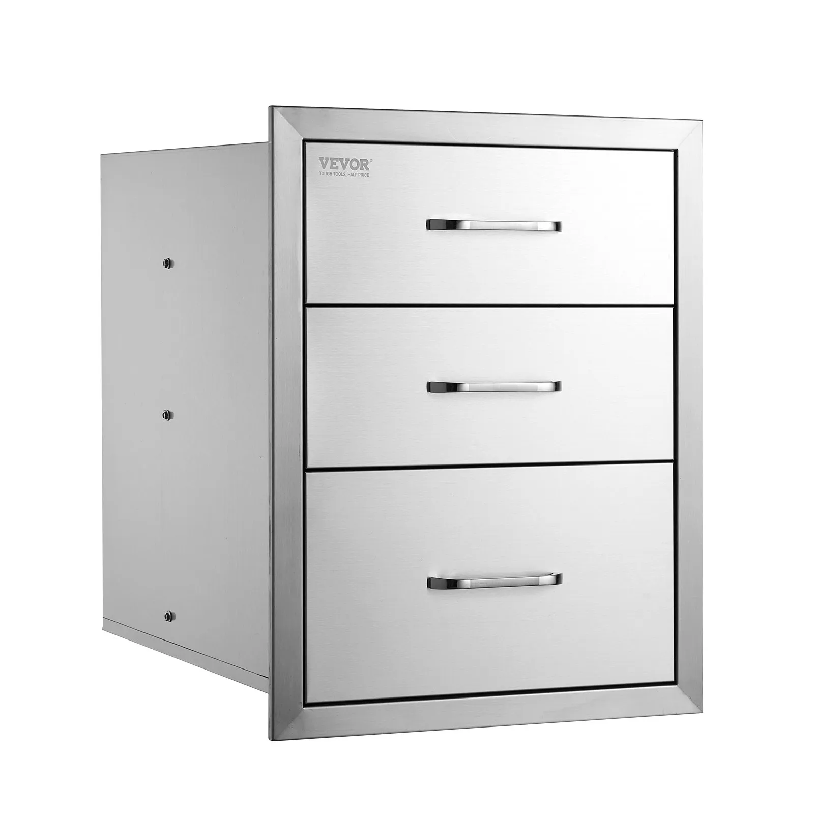 Szuflady BBQ 3x stal nierdzewna 45x58x58 cm z uchwytem chromowanym - obrazek 2
