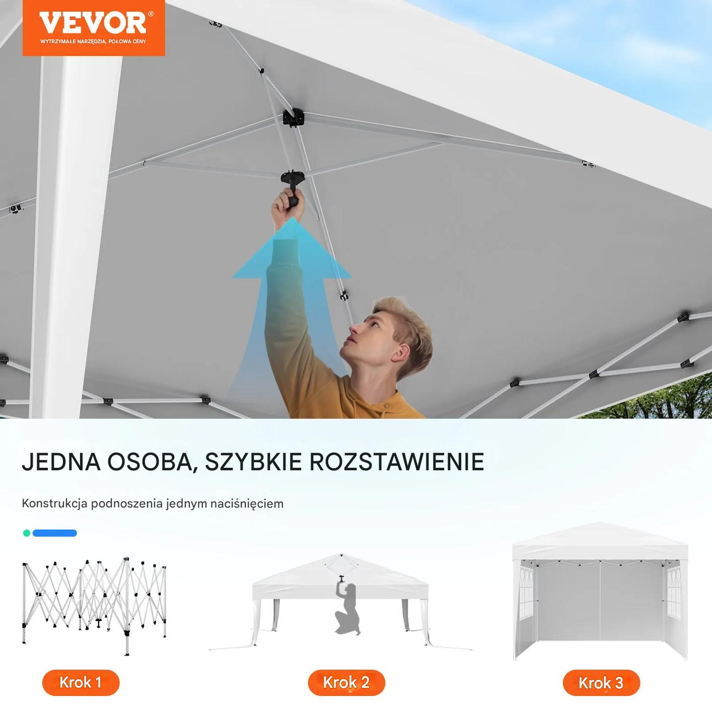 Namiot ogrodowy 3x3m składany z 3 ściankami okna regulacja na eventy ogród - obrazek 3