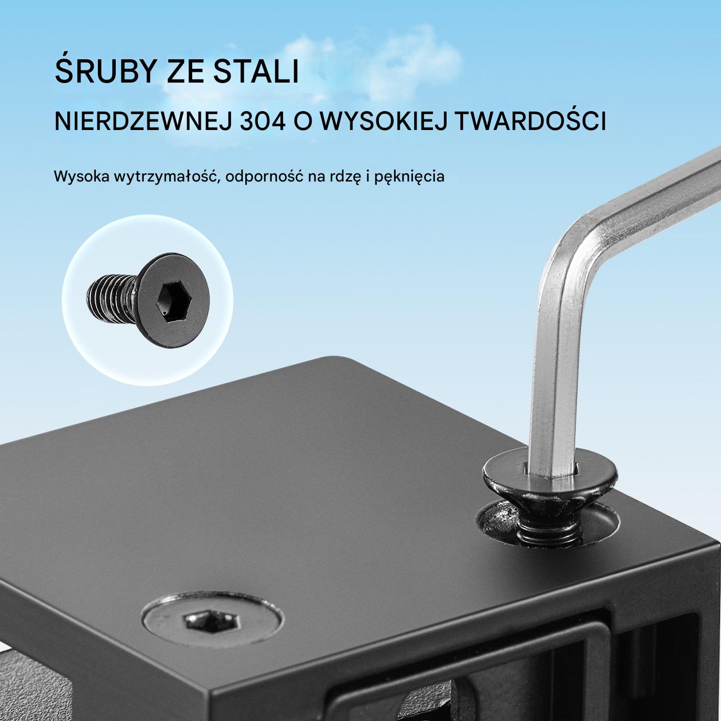 Zestaw 40 uchwytów do szkła – kwadratowe mocowania balustradowe (czarne) - obrazek 5