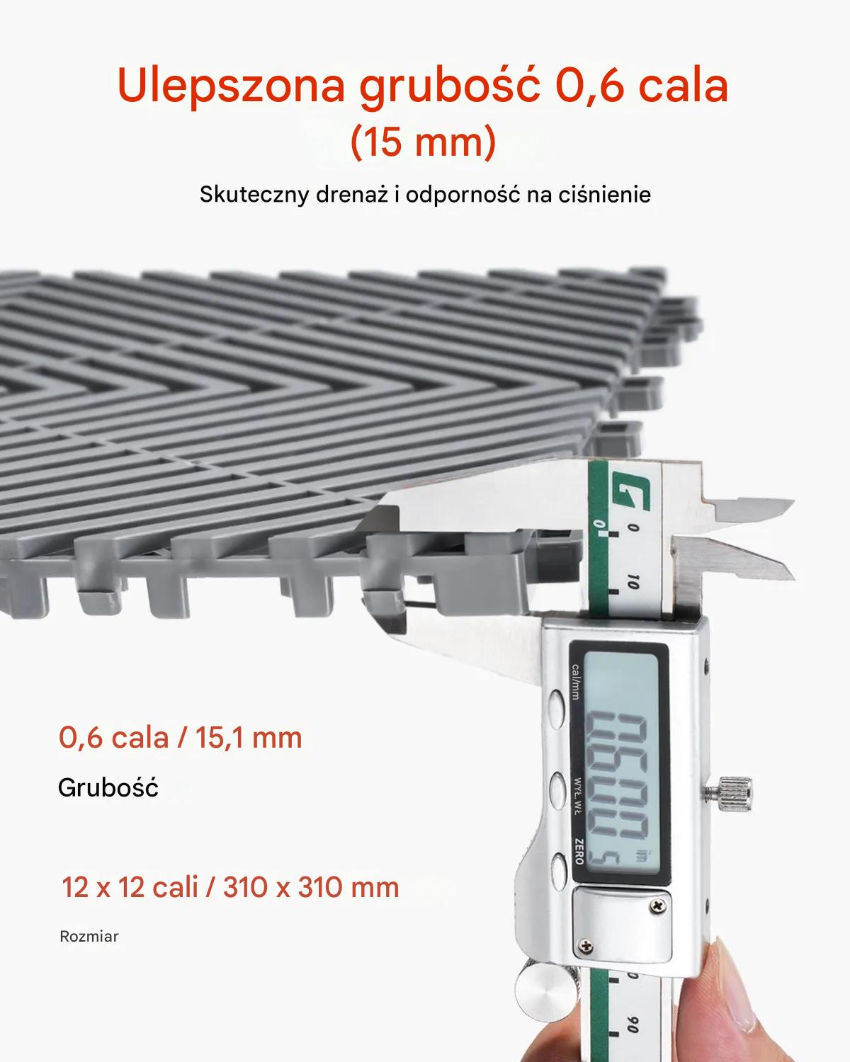 Mata drenażowa modułowa 31x31cm antypoślizgowa PP 24szt garaż ogród szara - obrazek 4