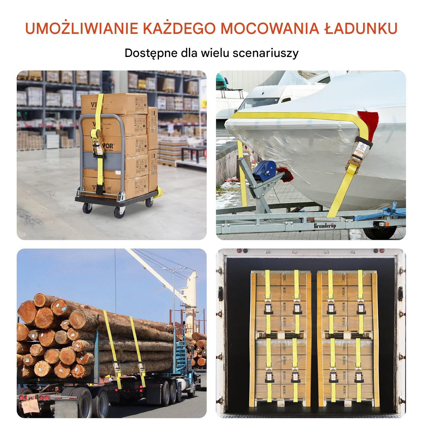 Pasy transportowe mocujące z napinaczem zestaw 10 szt. 9 m 4,5 T - obrazek 6