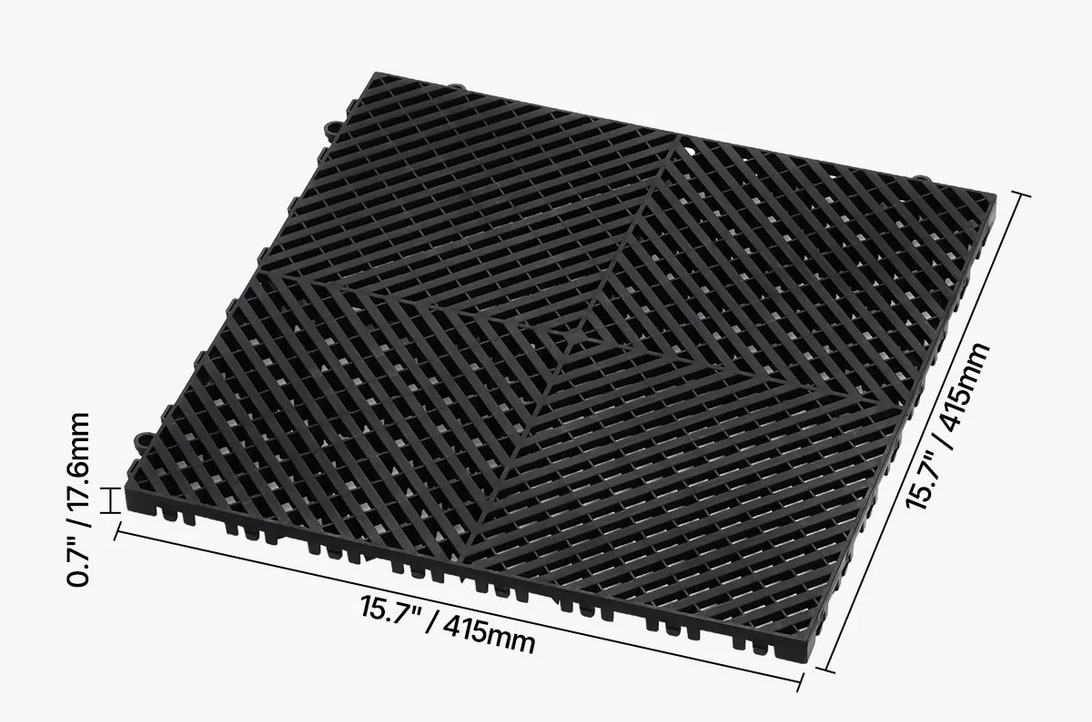 Mata drenażowa modułowa 41x41cm antypoślizgowa PP 24szt garaż ogród czarna - obrazek 2