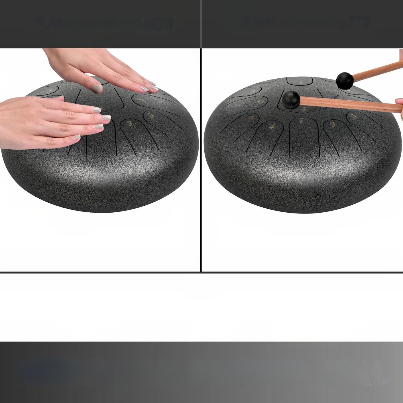 Bęben stalowy 13 tonów tongue drum z pałeczkami - instrument relaksacyjny - obrazek 2