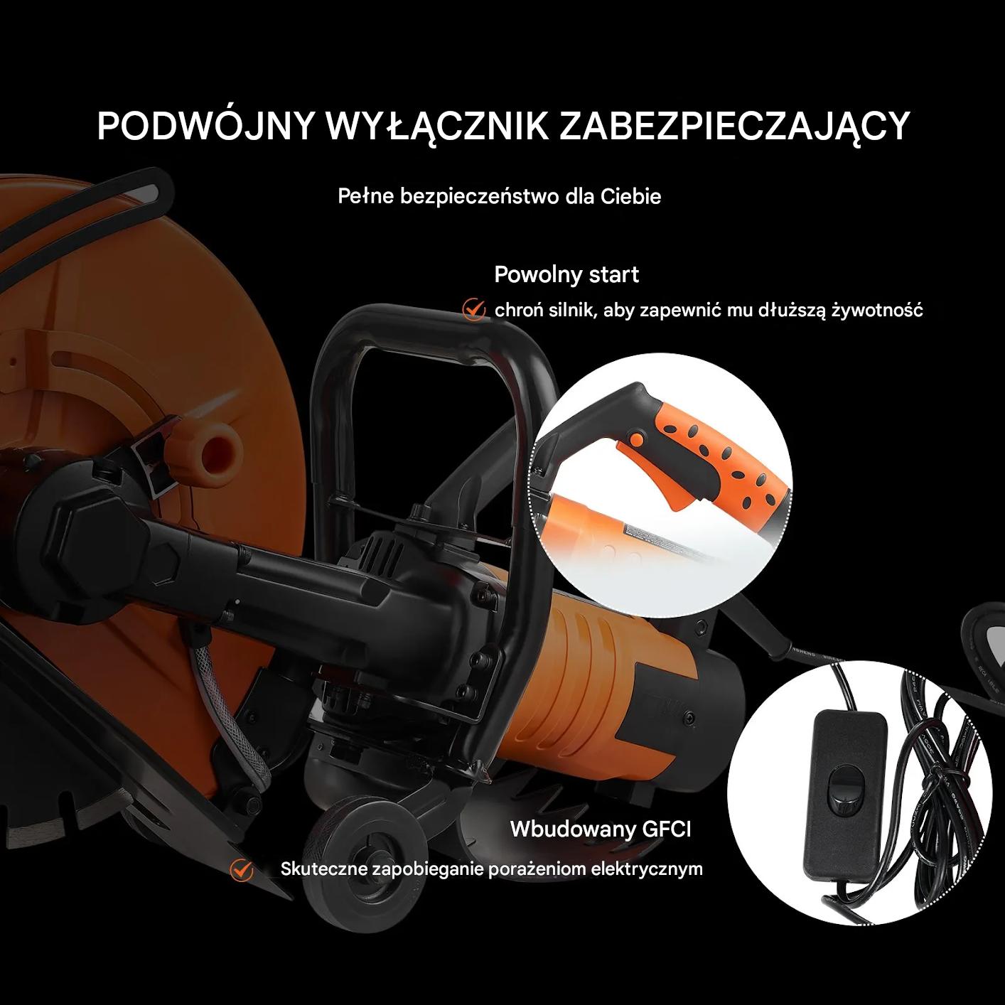 Piła do betonu 35 cm elektryczna wet/dry z pompą wody i tarczą - obrazek 6