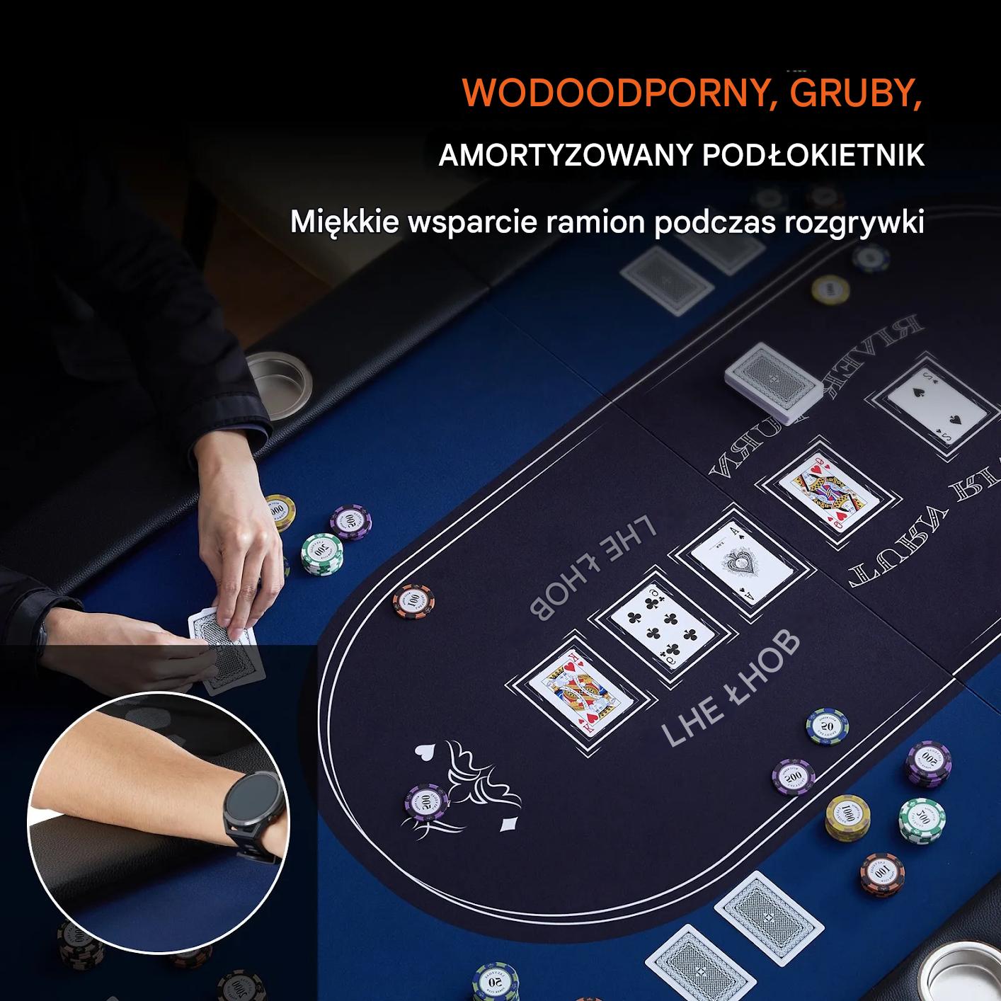 Stół do pokera 8 os składany z łokietnikiem na karty blackjack texas holdem - obrazek 6