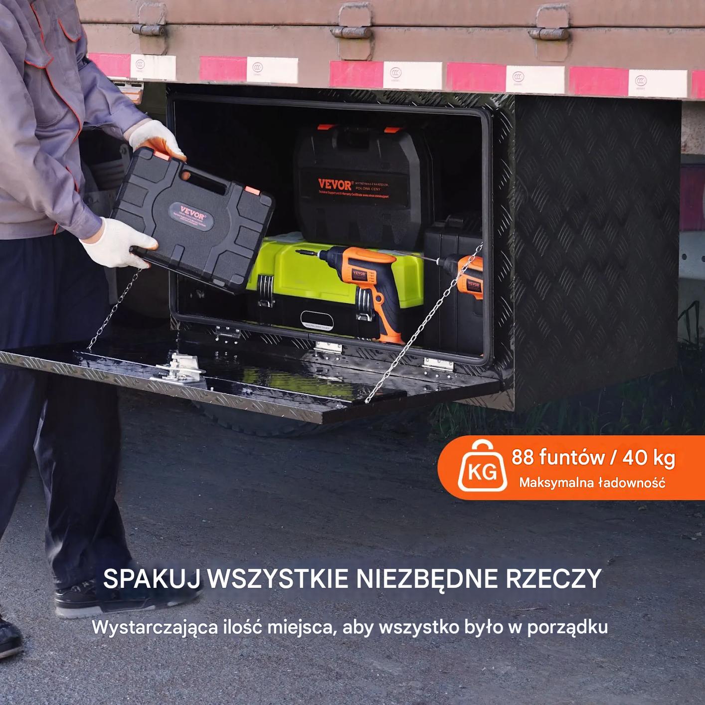 Skrzynia narzędziowa podwoziowa aluminiowa 91×61×61cm wodoodporna zamek - obrazek 4