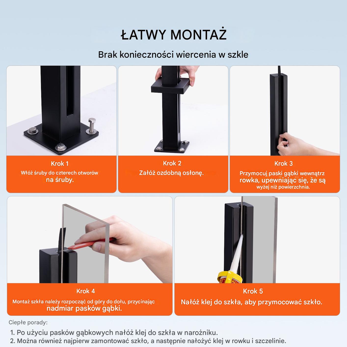 Zacisk do Szkła Balustrada ze Stali Nierdzewnej - 105 cm - obrazek 3