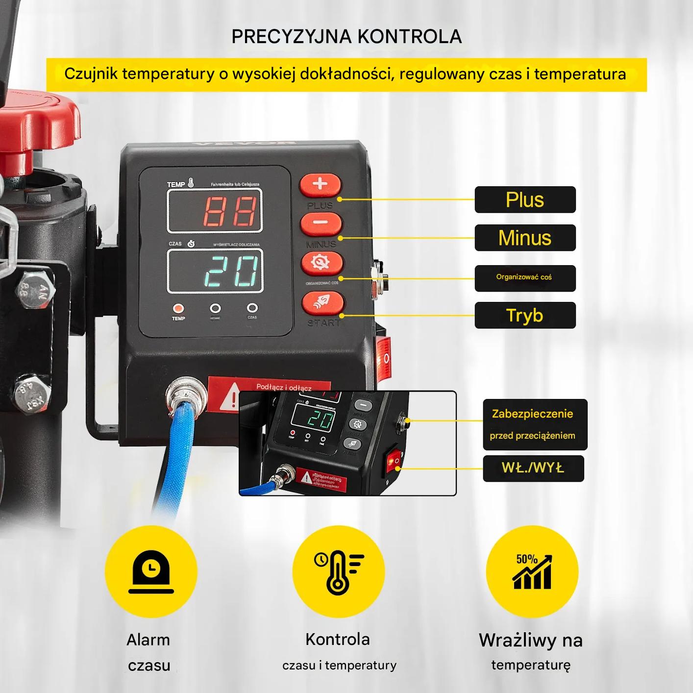 Prasa termiczna 10w1 30x38cm 1000W do sublimacji kubków i koszulek - obrazek 5