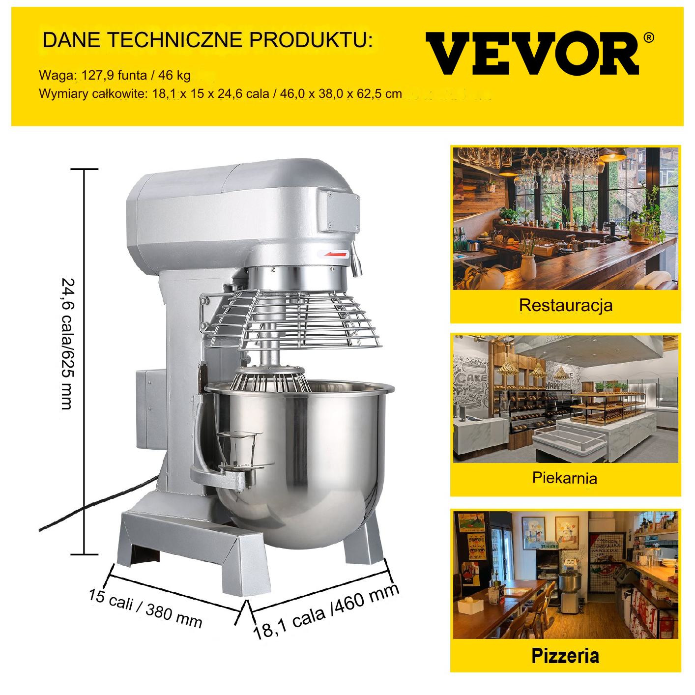 Robot kuchenny mikser planetarny gastronomiczny 10L 450 W - obrazek 2