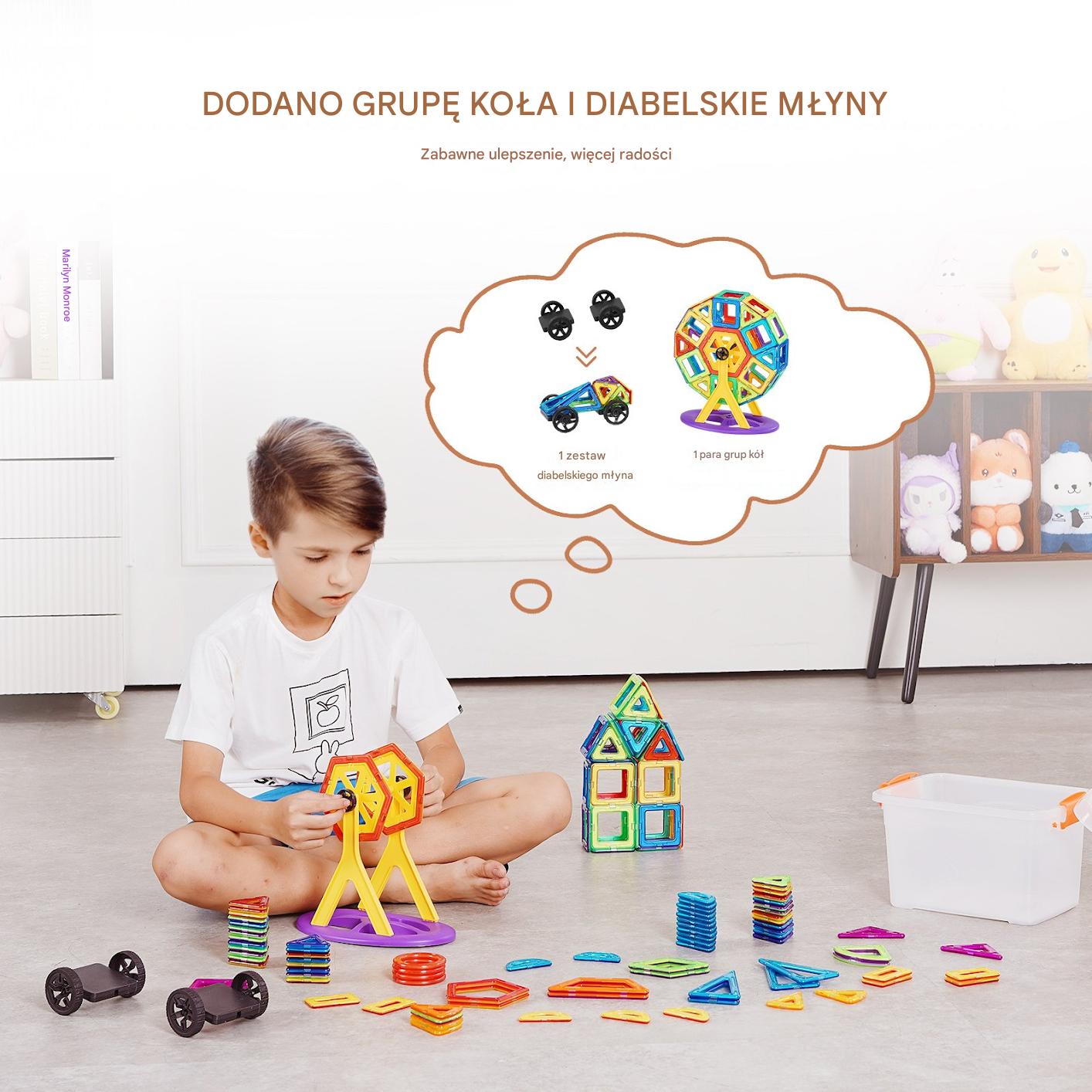 Magnetyczne Klocki 123 szt. zestaw 3D dla dzieci – zabawka edukacyjna - obrazek 5