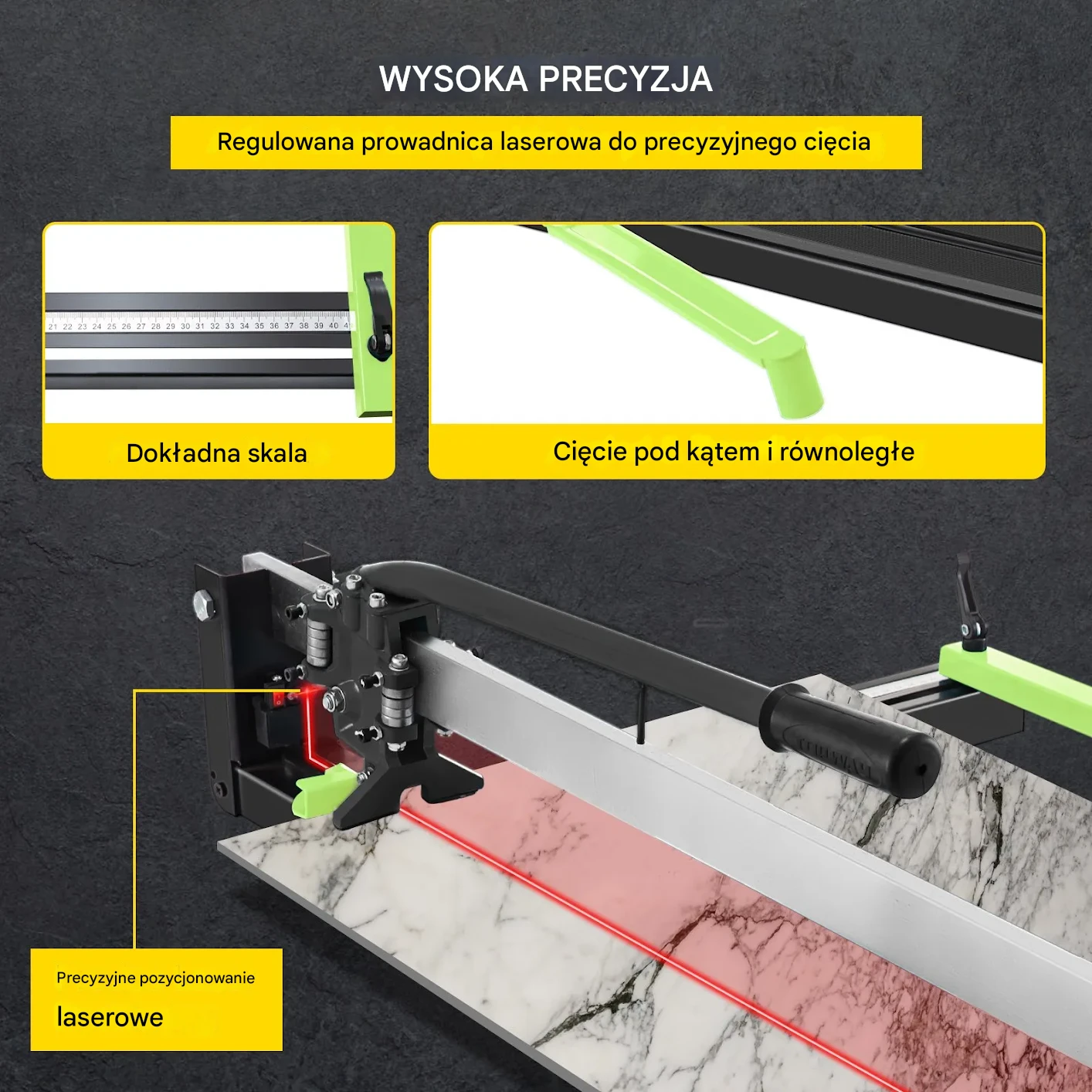 Gilotyna przecinarka płytki gres 800 mm laser mocna zestaw szyna Premium - obrazek 3