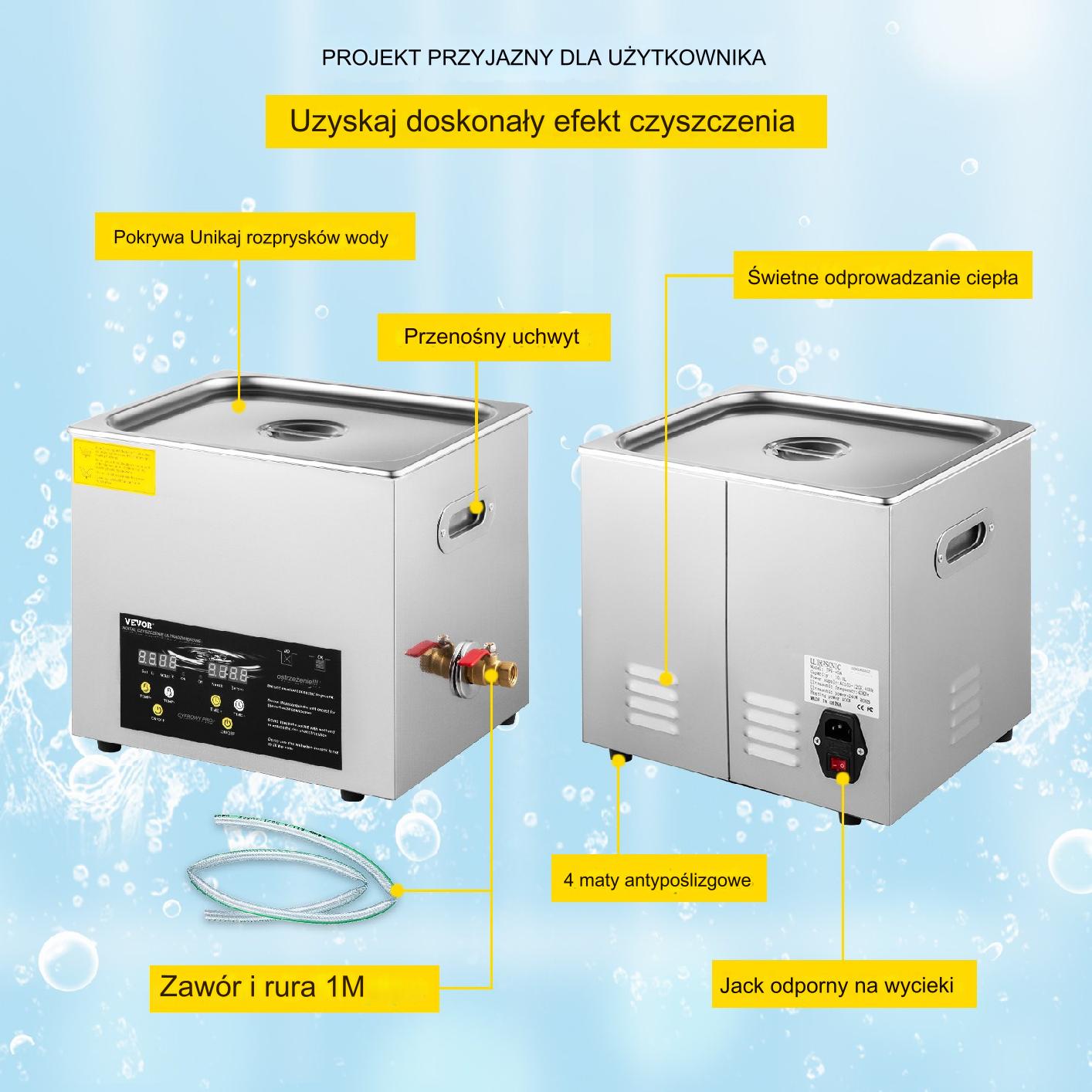 Myjka Ultradźwiękowa Przenośna 240 W 10L - obrazek 6