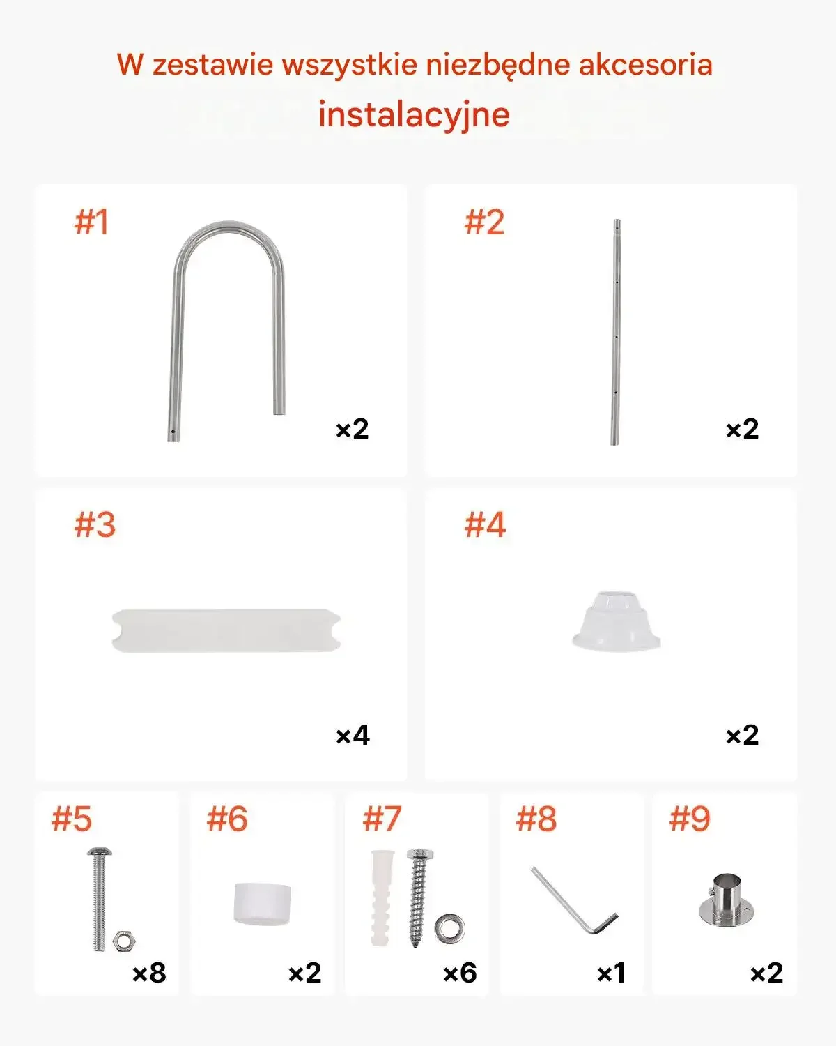 Drabinka basenowa stalowa 4 stopnie antypoślizgowa do basenu 182cm - obrazek 6