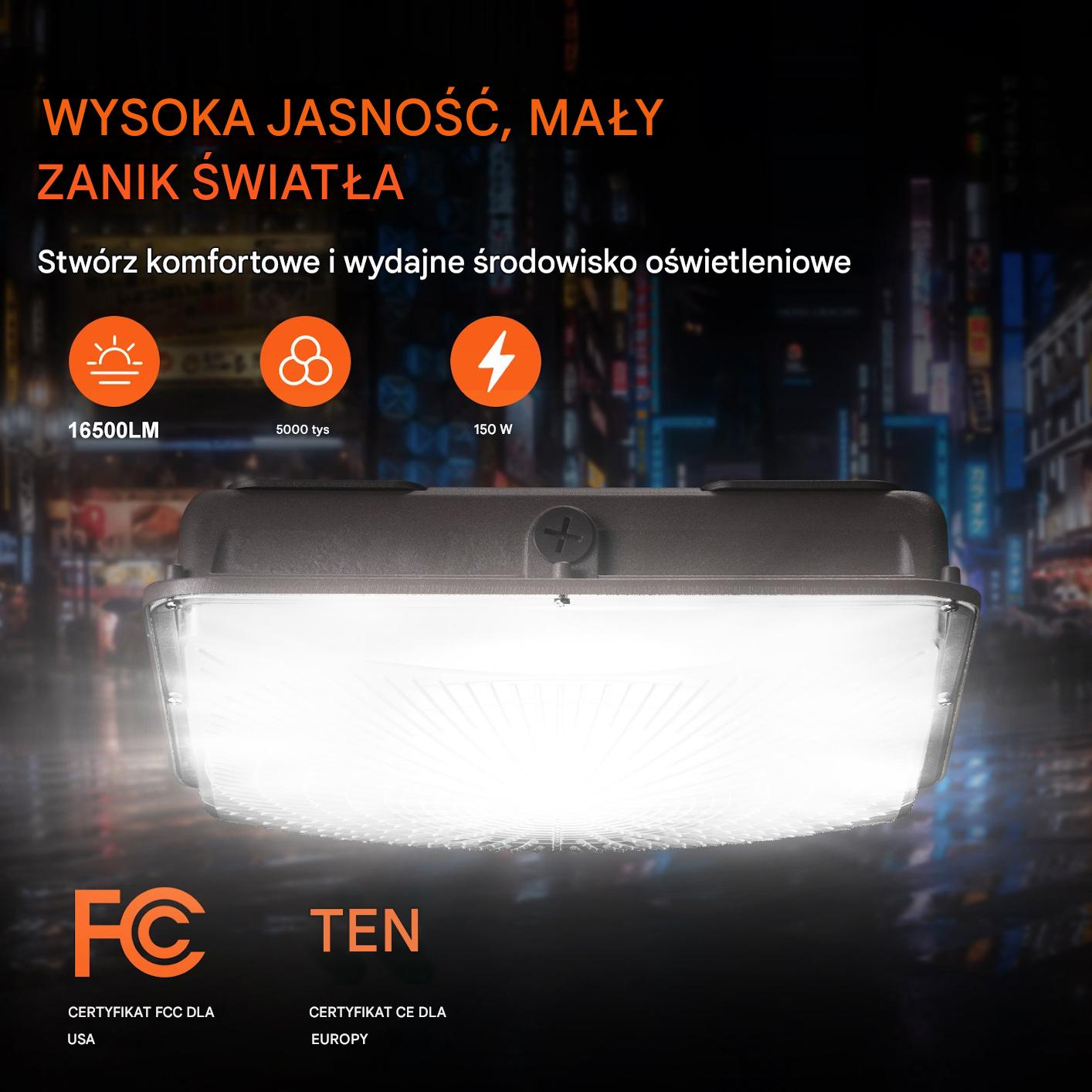 Lampa LED 150W 16 500 lm 5000K - obrazek 3