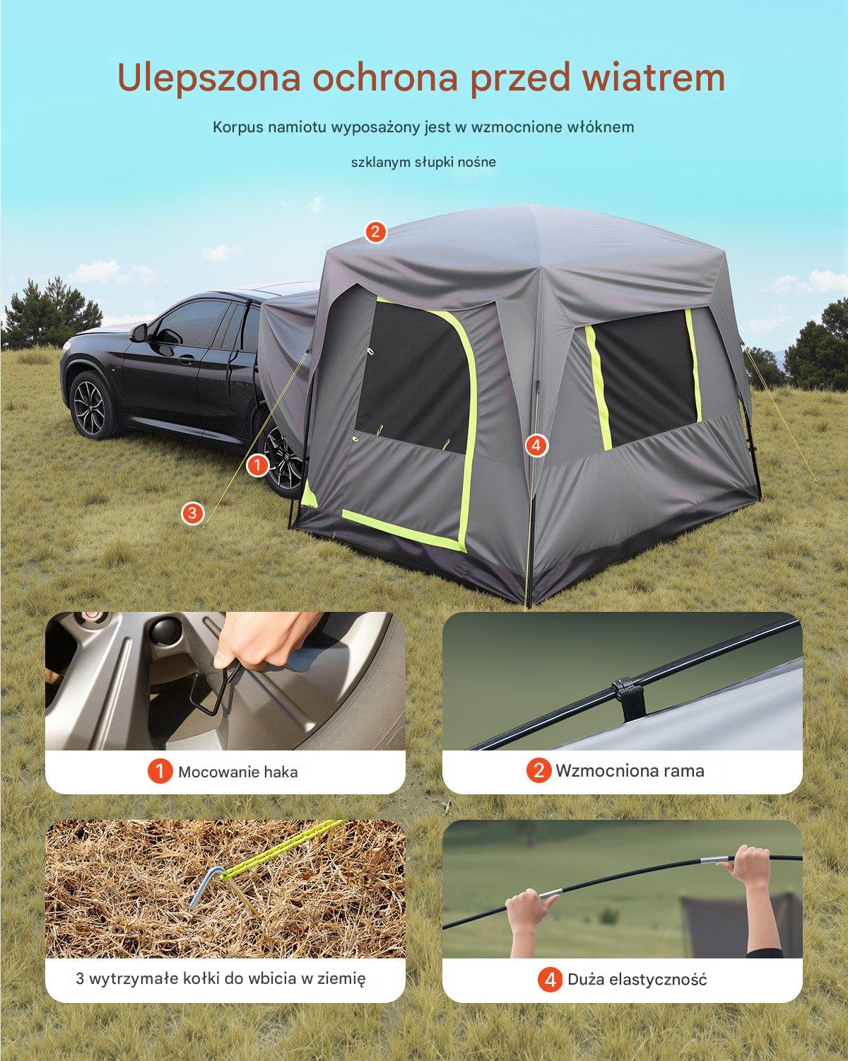 Namiot Samochodowy Campingowy SUV Wodoszczelny 5-8 osób 250x310 cm - obrazek 4