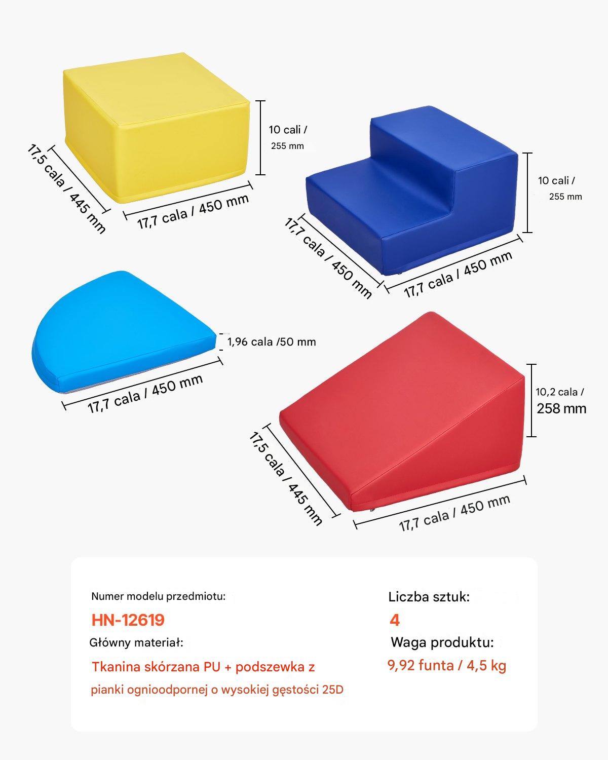 Piankowe klocki do wspinaczki 4 szt. 6 mies.+ tor przeszkód łączone na rzep - obrazek 2