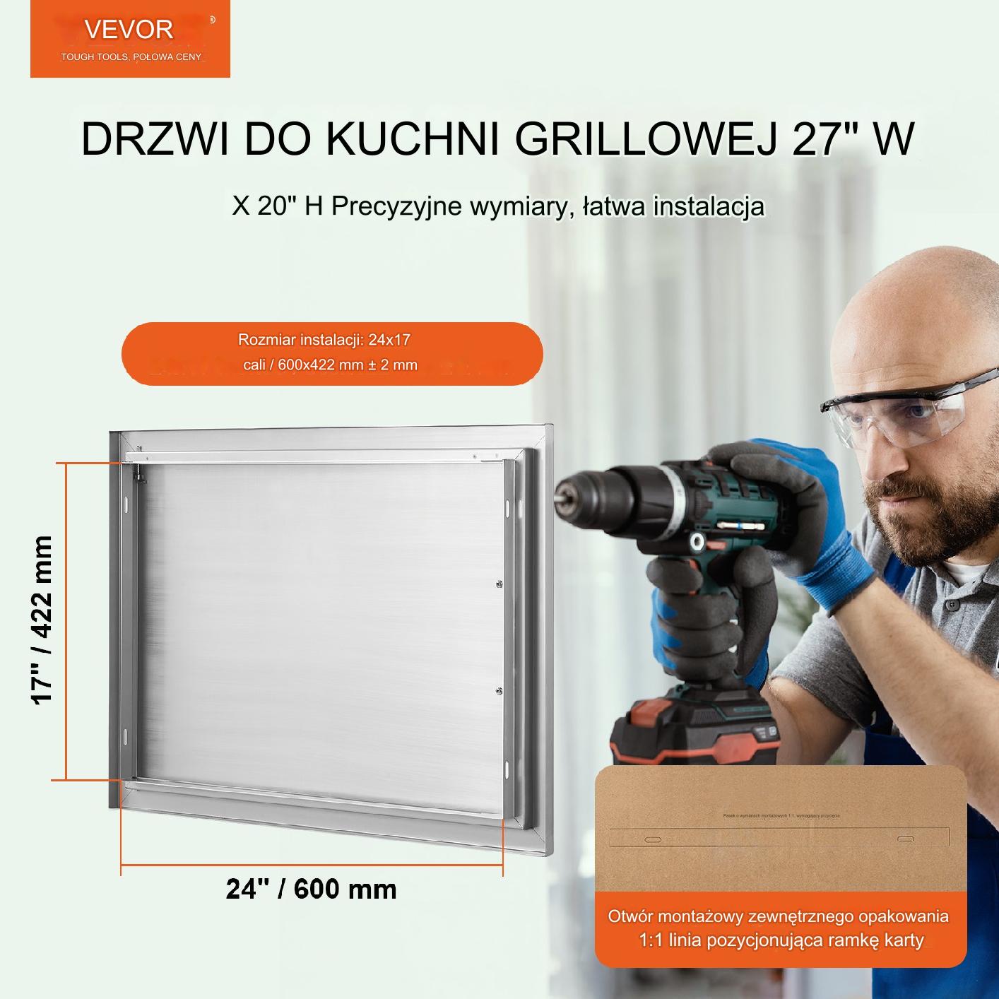 Drzwi do Grilla ze Stali Nierdzewnej 50x68x3cm - obrazek 6