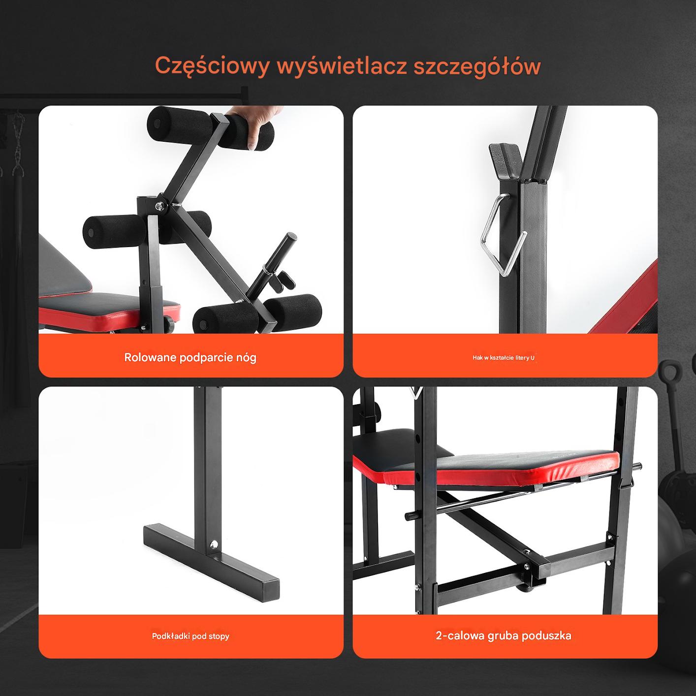 Ławka Treningowa do Ćwiczeń Regulowana Wielofunkcyjna Przysiady Pompki - obrazek 5