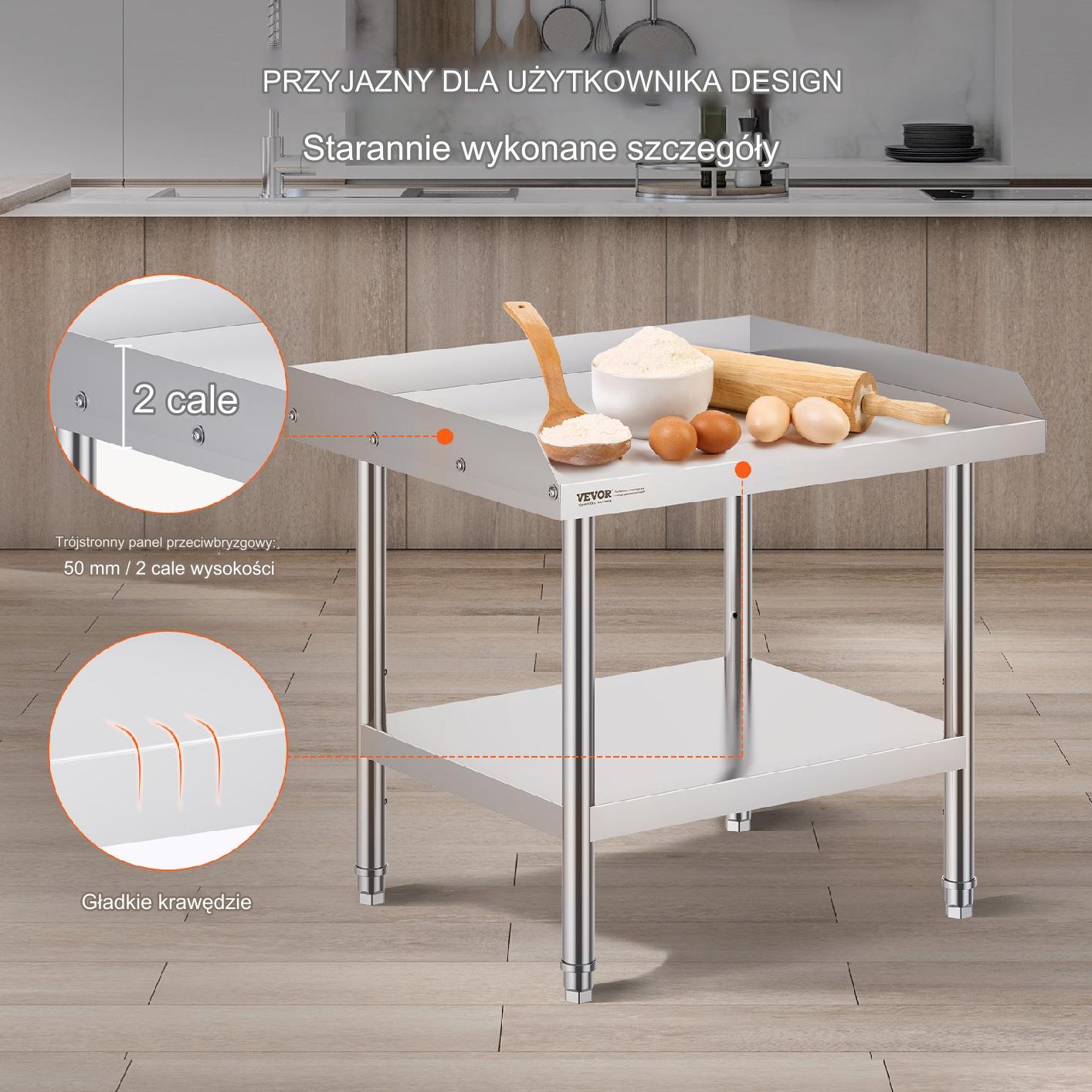 Stół gastronomiczny nierdzewny 60x70cm blat roboczy wolnostojący do baru - obrazek 3