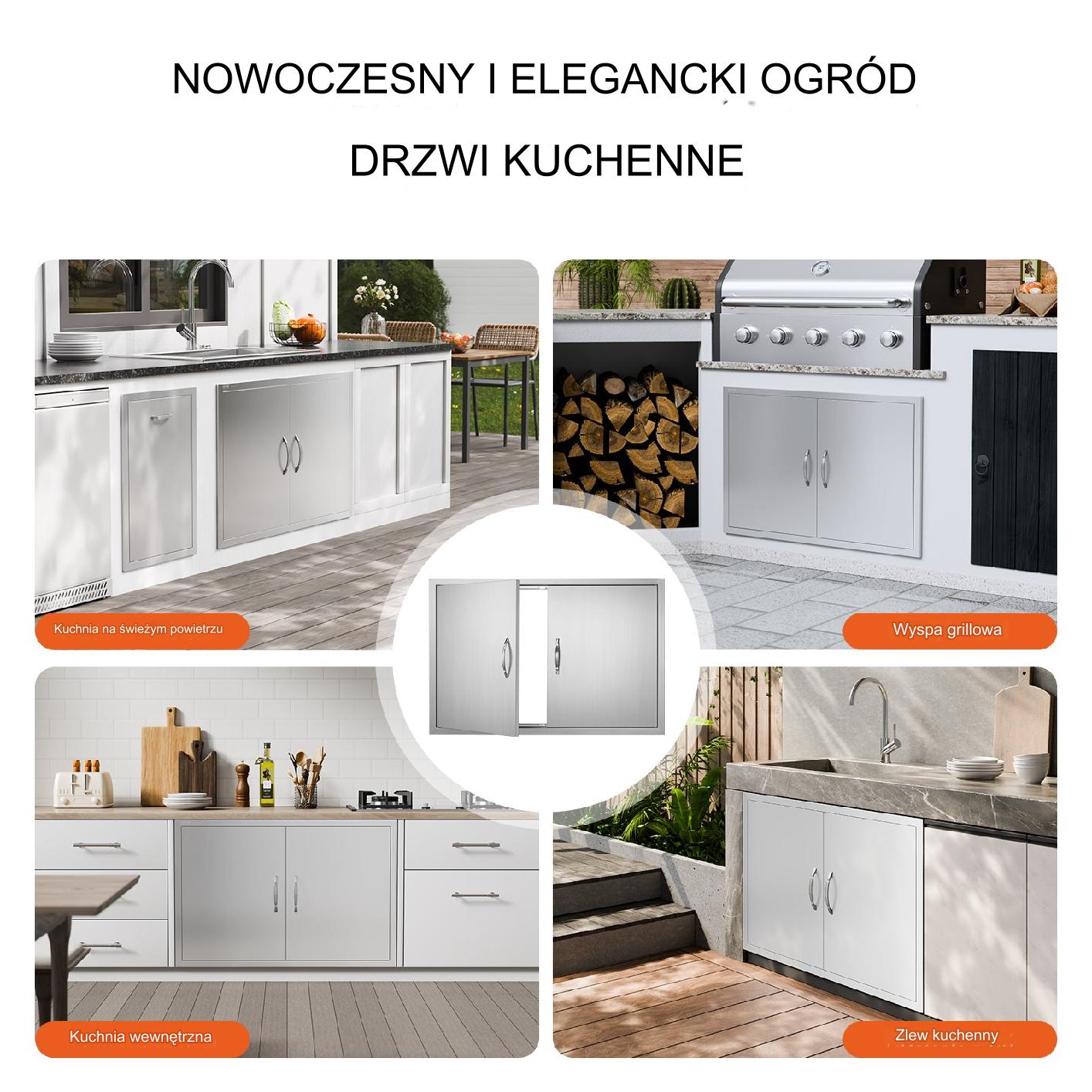 Drzwiczki do wyspy grillowej 99x66 cm stal nierdzewna na zewnątrz - obrazek 5