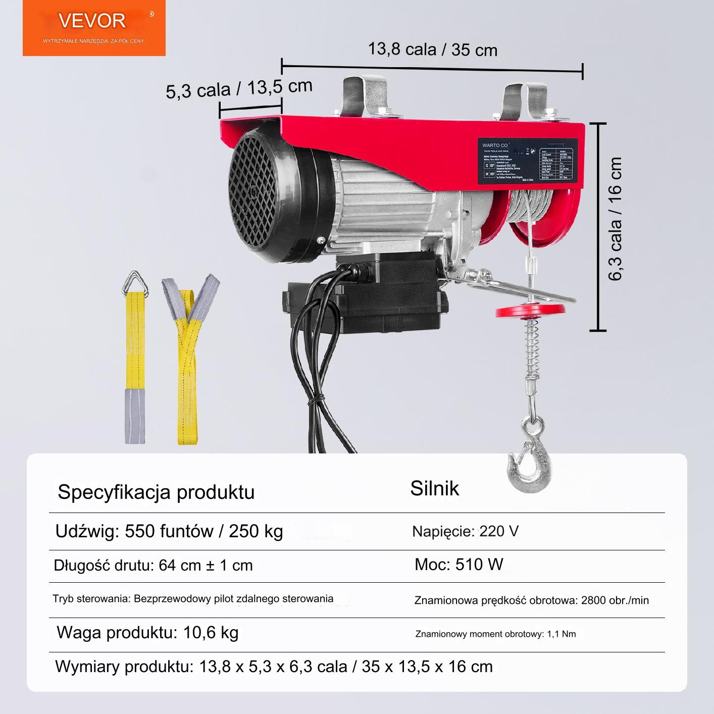 Elektryczna Wciągarka Sufitowa do Garażu 250 kg - obrazek 3