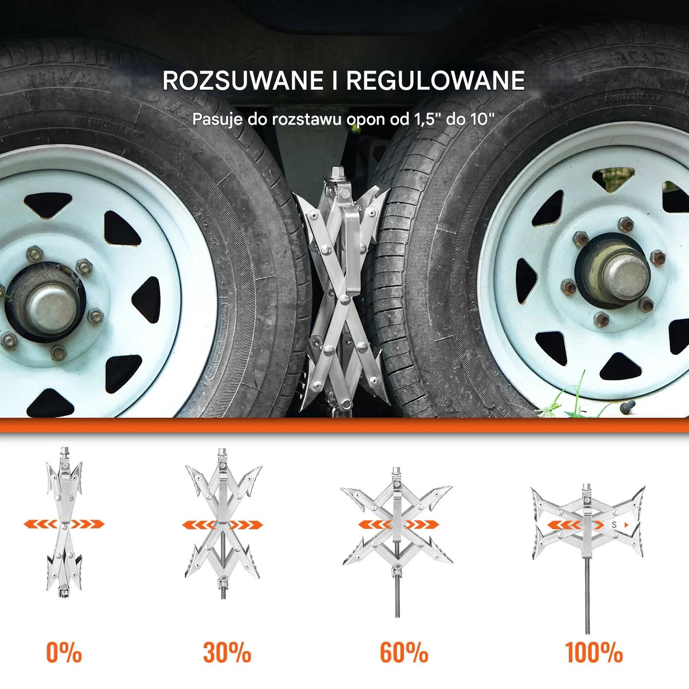 Klin stabilizator kół kampera X regulowany zestaw z kluczem camping - obrazek 6