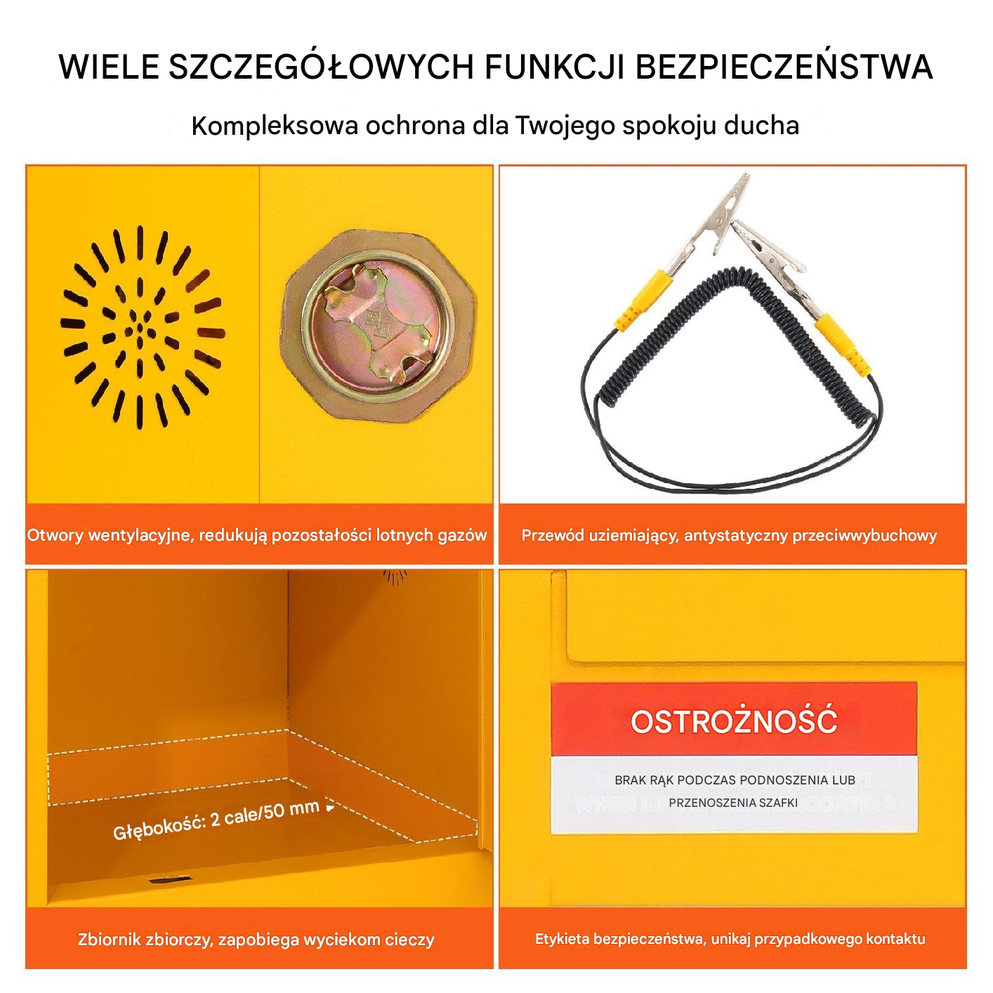 Szafka Bezpieczeństwa 43 x 43 x 46 cm szafka BHP na substancje łatwopalne - obrazek 4