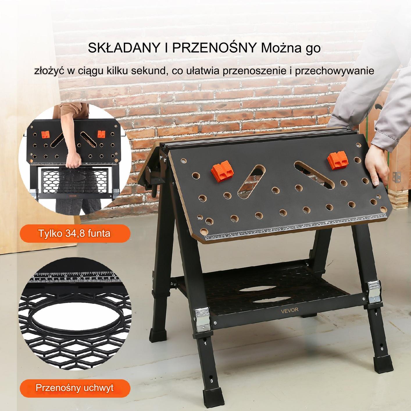 Roboczy stół warsztatowy montażowy stolarski roboczy blat roboczy 65x70 cm - obrazek 5