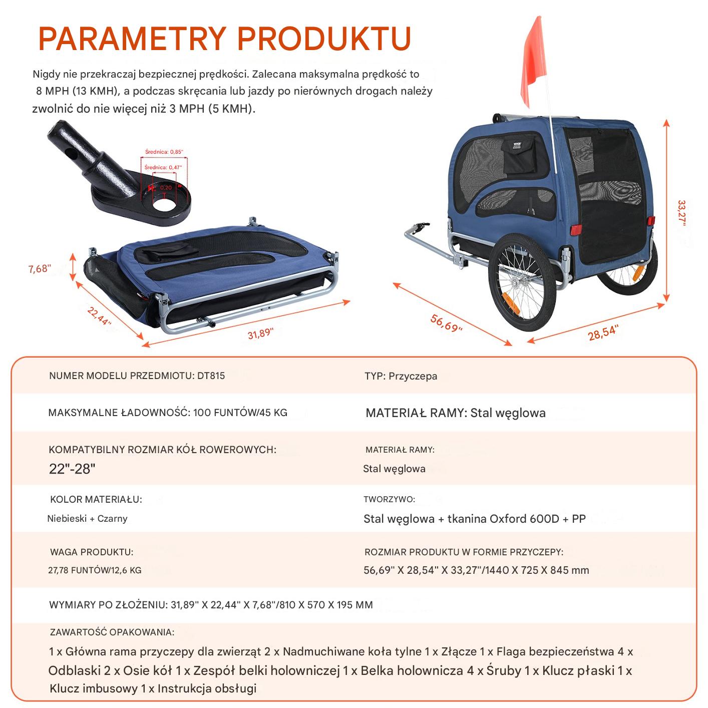 Przyczepka rowerowa dla psa do przewozu transporter do 45 kg - obrazek 2