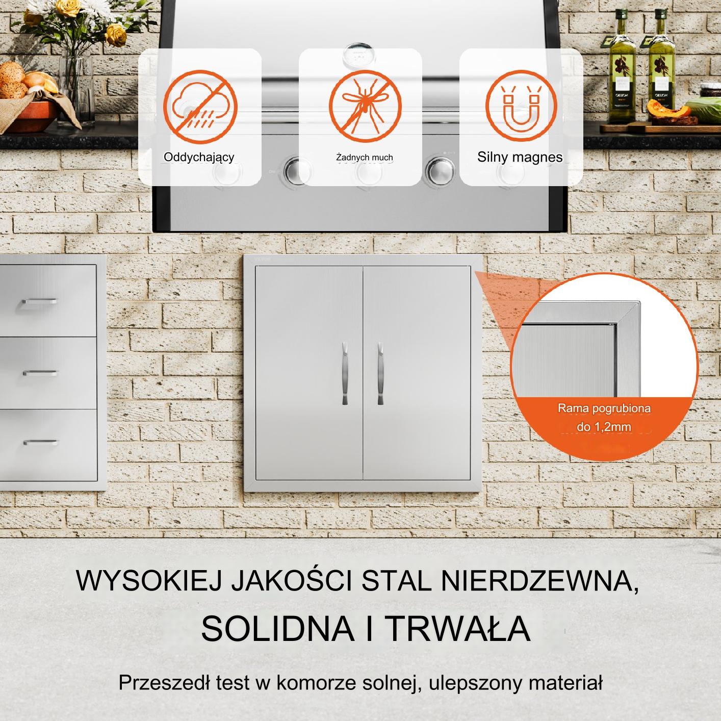 Drzwi Do Grilla 610x610 Podwójne Stal Nierdzewna Uchwyty Haki Kuchnia - obrazek 6