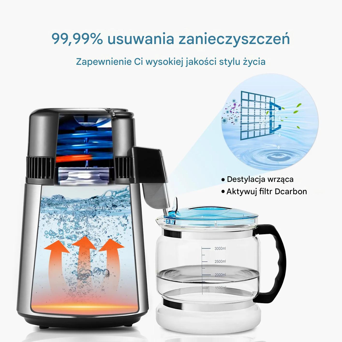 Destylator wody 4L stal nierdzewna z chłodzeniem – do domu i biura - obrazek 3
