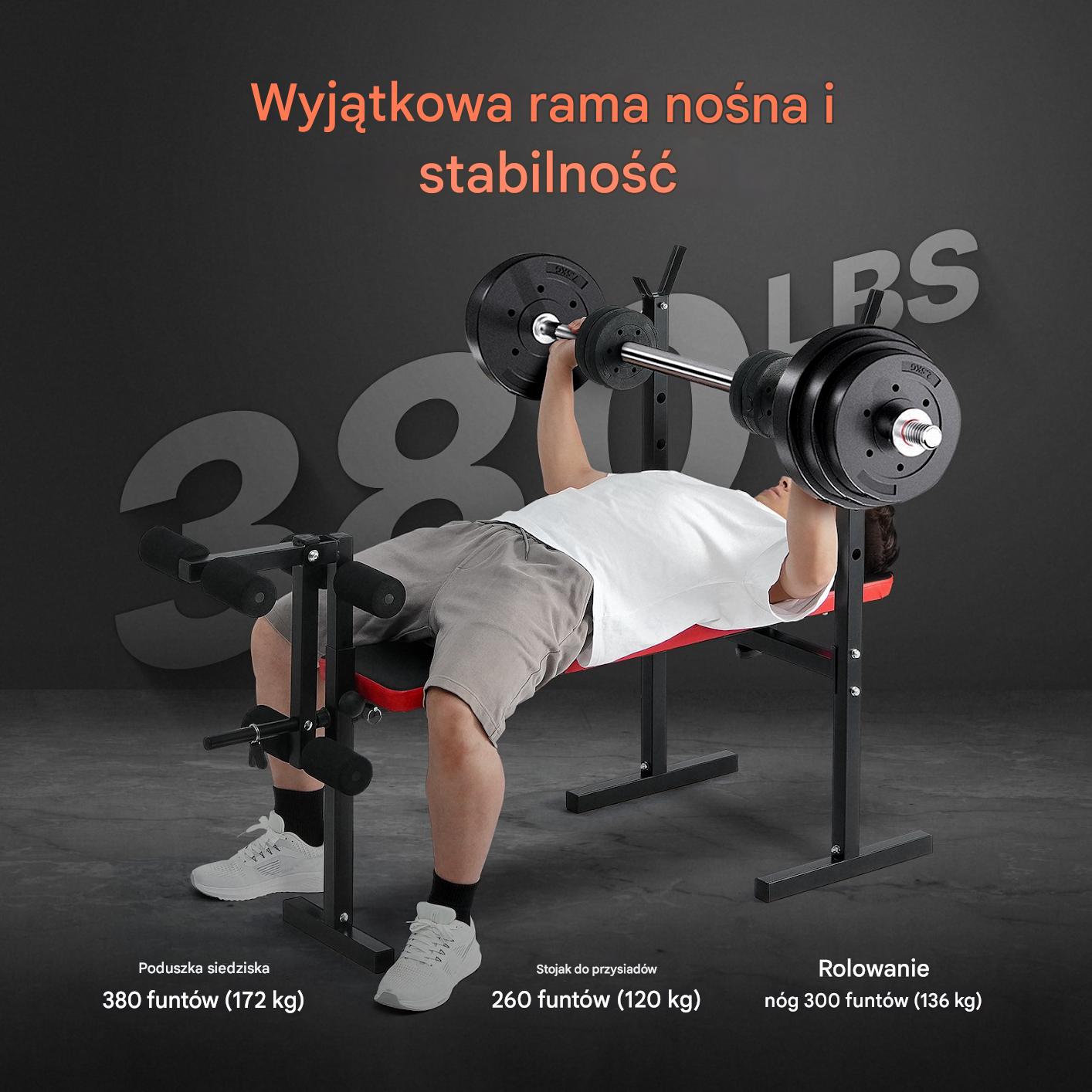 Ławka Treningowa do Ćwiczeń Regulowana Wielofunkcyjna Przysiady Pompki - obrazek 3