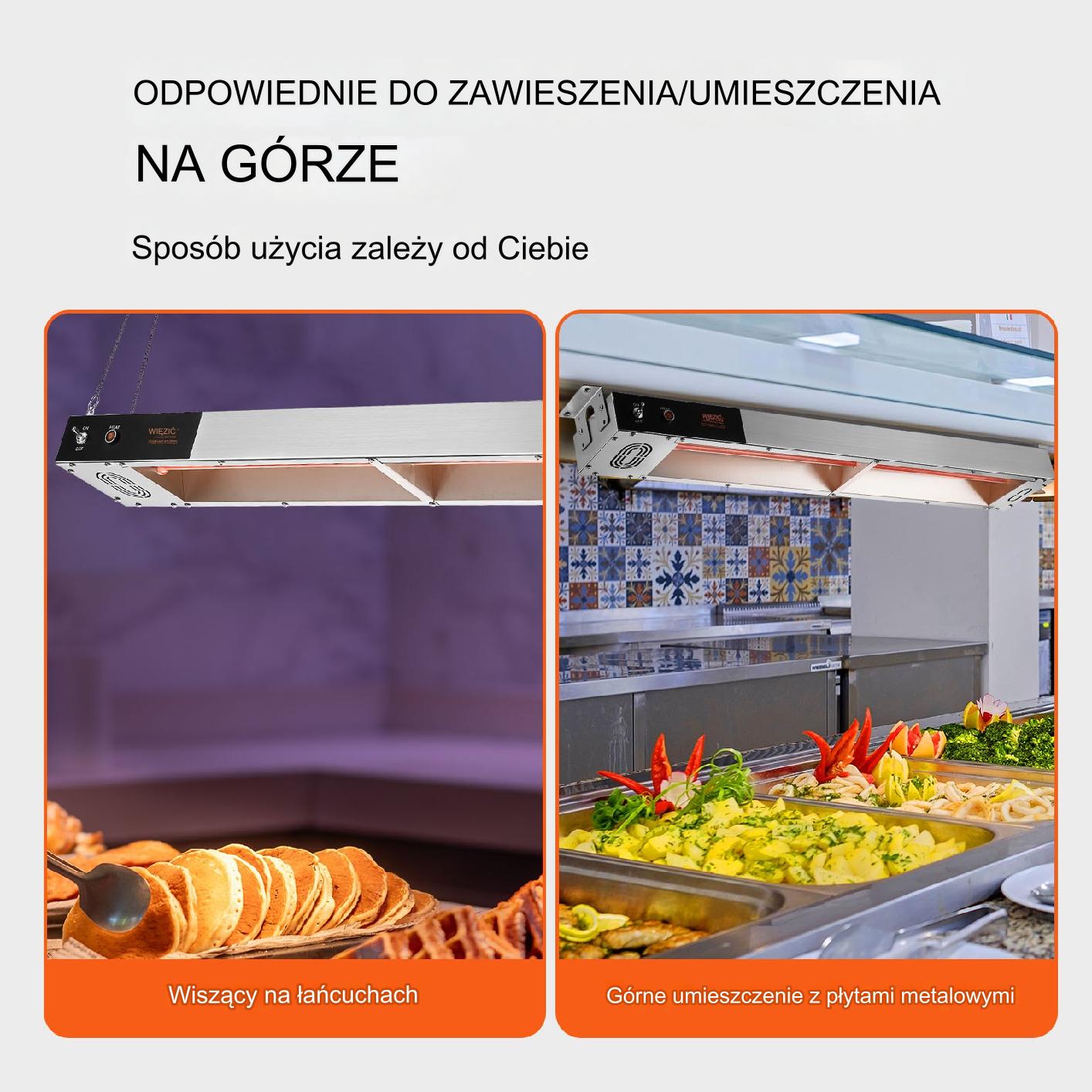 Lampa do podgrzewania żywności gastronomiczna 850W 91.5cm - obrazek 4