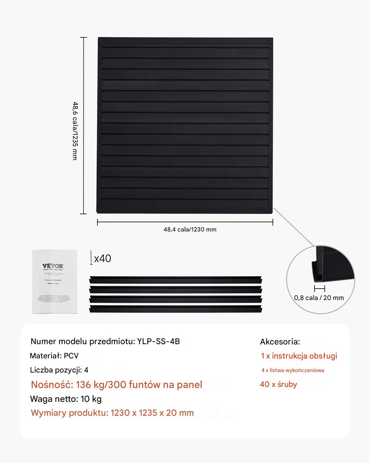 Panele ścienne PVC 120x120 cm modułowe czarne do garażu i wystaw - obrazek 2