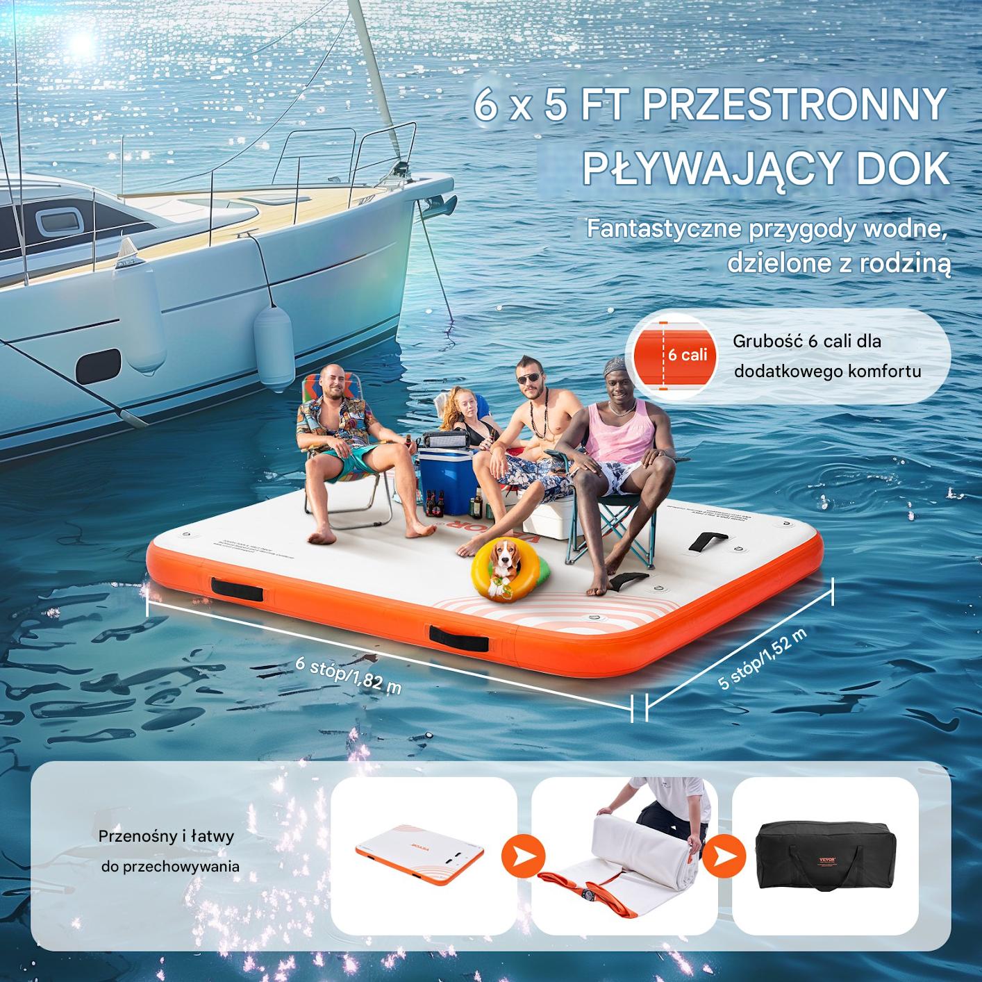Platforma Pływająca Wodna Dmuchany Materac 1,82 x 1,52 m - obrazek 3