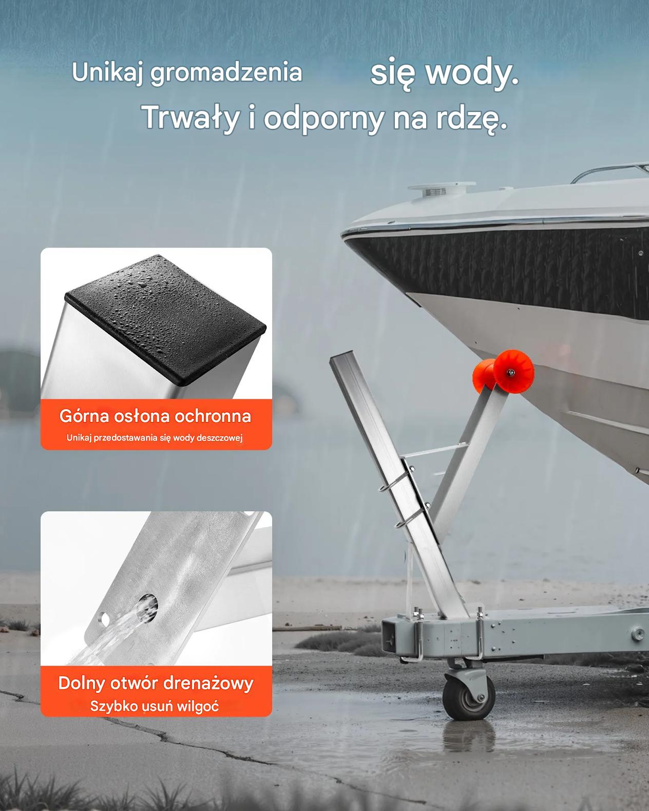 Stojak wyciągarki do przyczepy łodzi 76x76x863 cm ocynk do skutera wodnego - obrazek 6