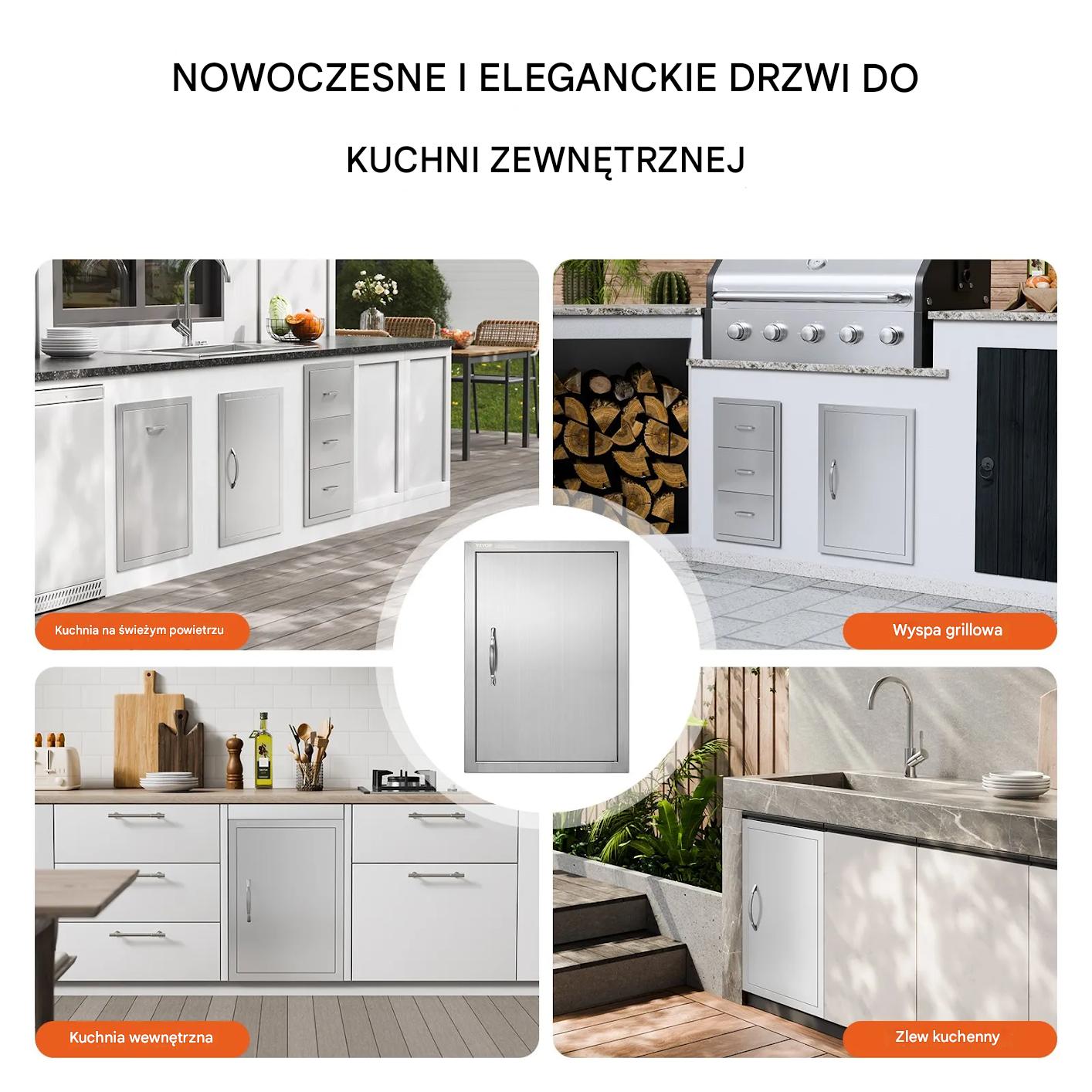 Drzwiczki do grilla BBQ stal nierdzewna 432x610 mm wpuszczane outdoor - obrazek 6