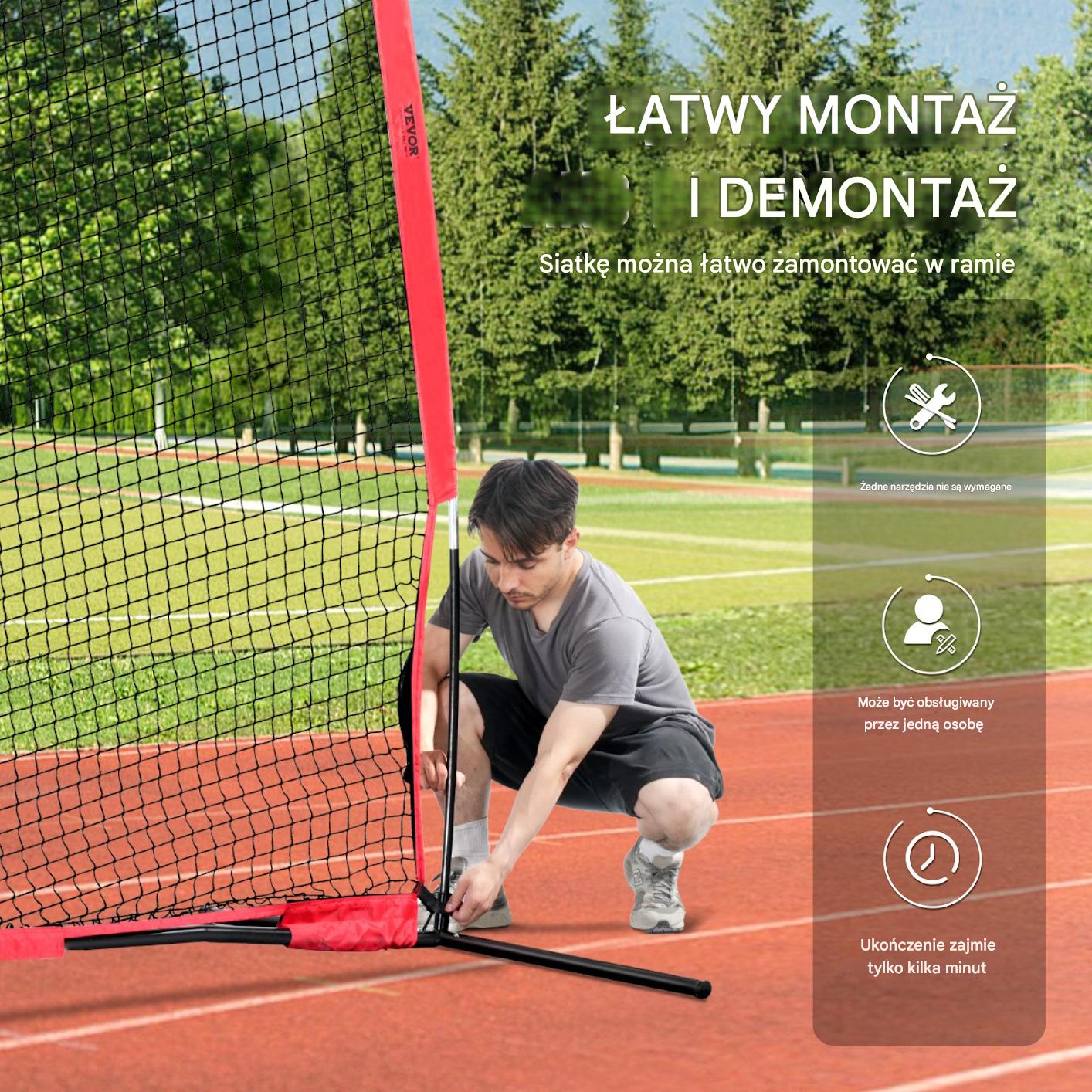Siatka sportowa 5x3m przenośna baseball piłka nożna siatkówka ogród - obrazek 6