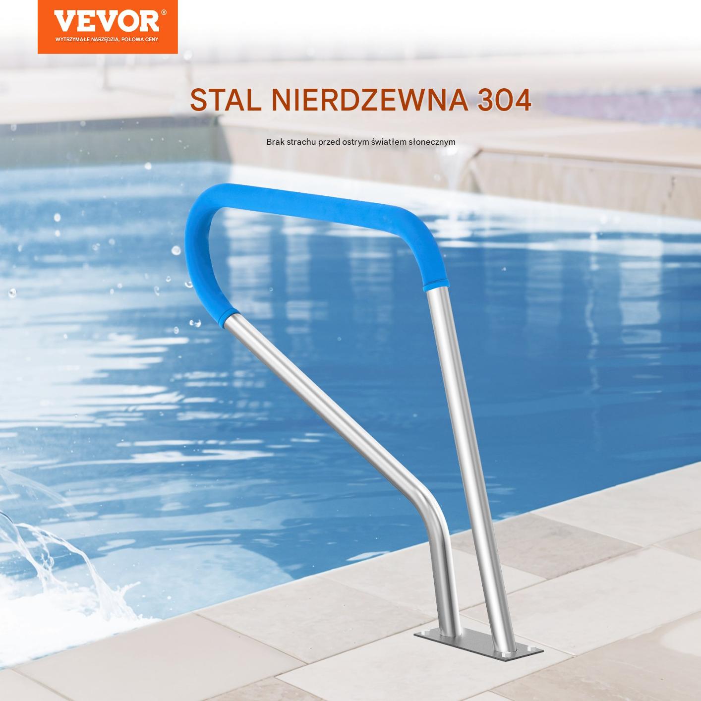 Poręcz do basenu 81x99cm stal nierdzewna z podstawą antypoślizgowa do SPA - obrazek 3