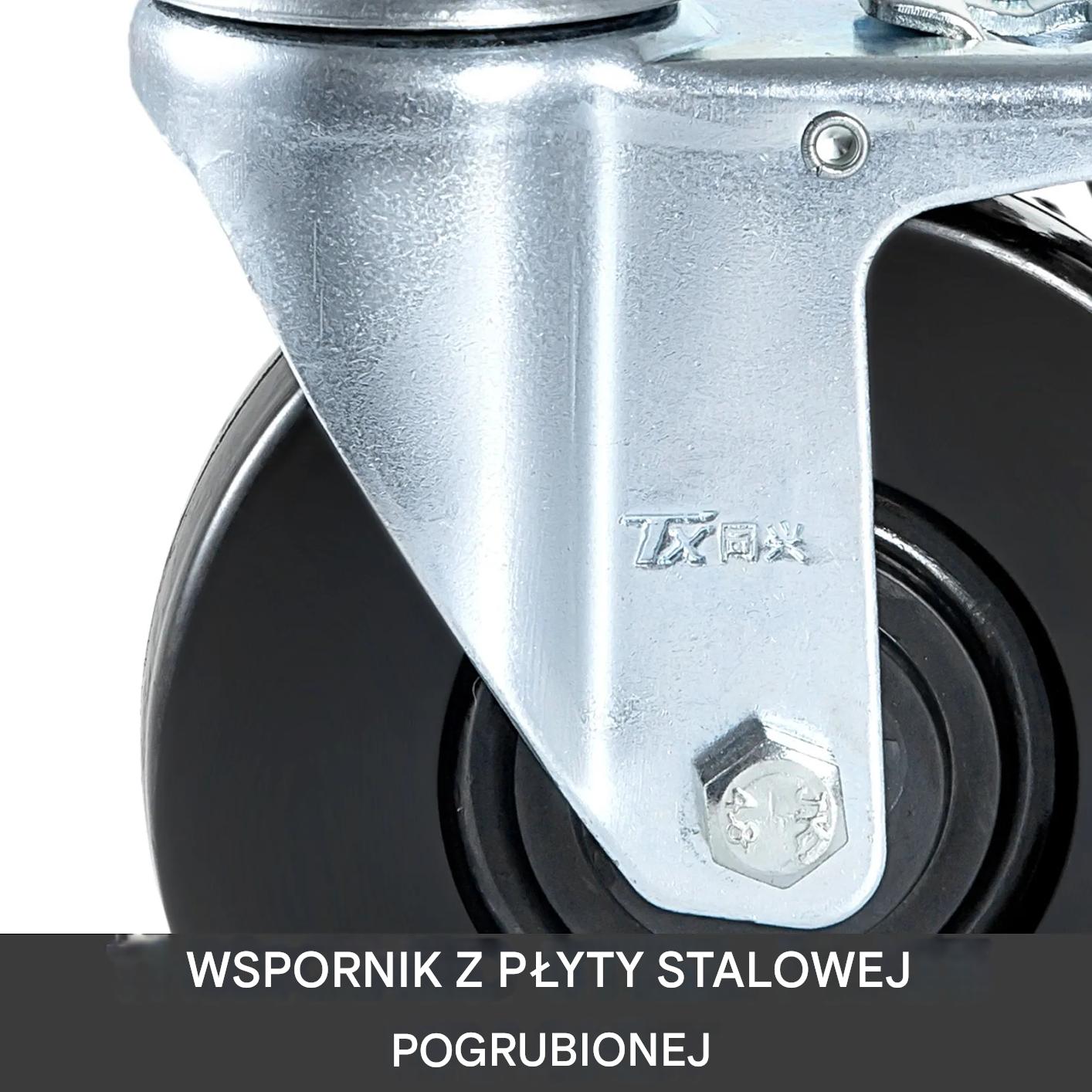 Koło jezdne 12,7cm 4szt 200kg stemień 32mm do rusztowania bloczek gumowe - obrazek 6