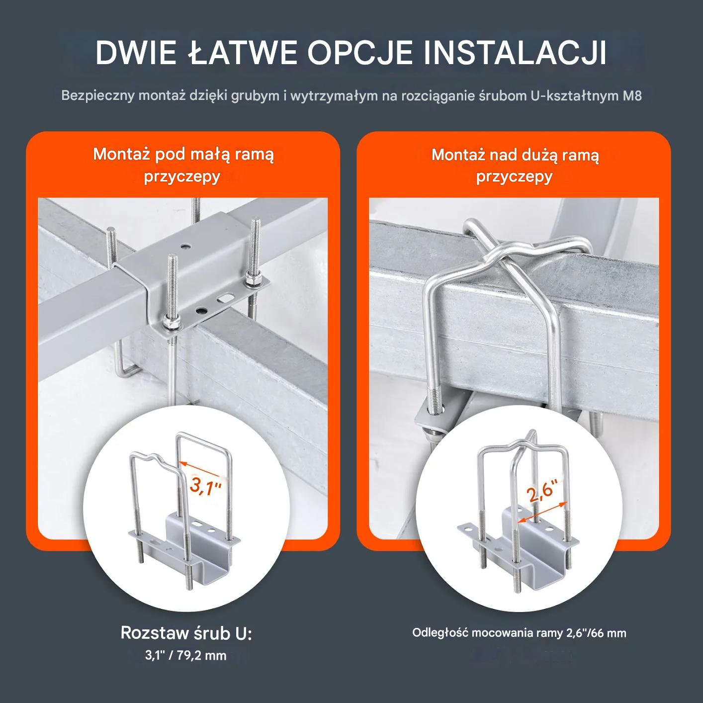 Prowadnice do przyczepy podłodziowej 52 cm regulowane stalowe - obrazek 3
