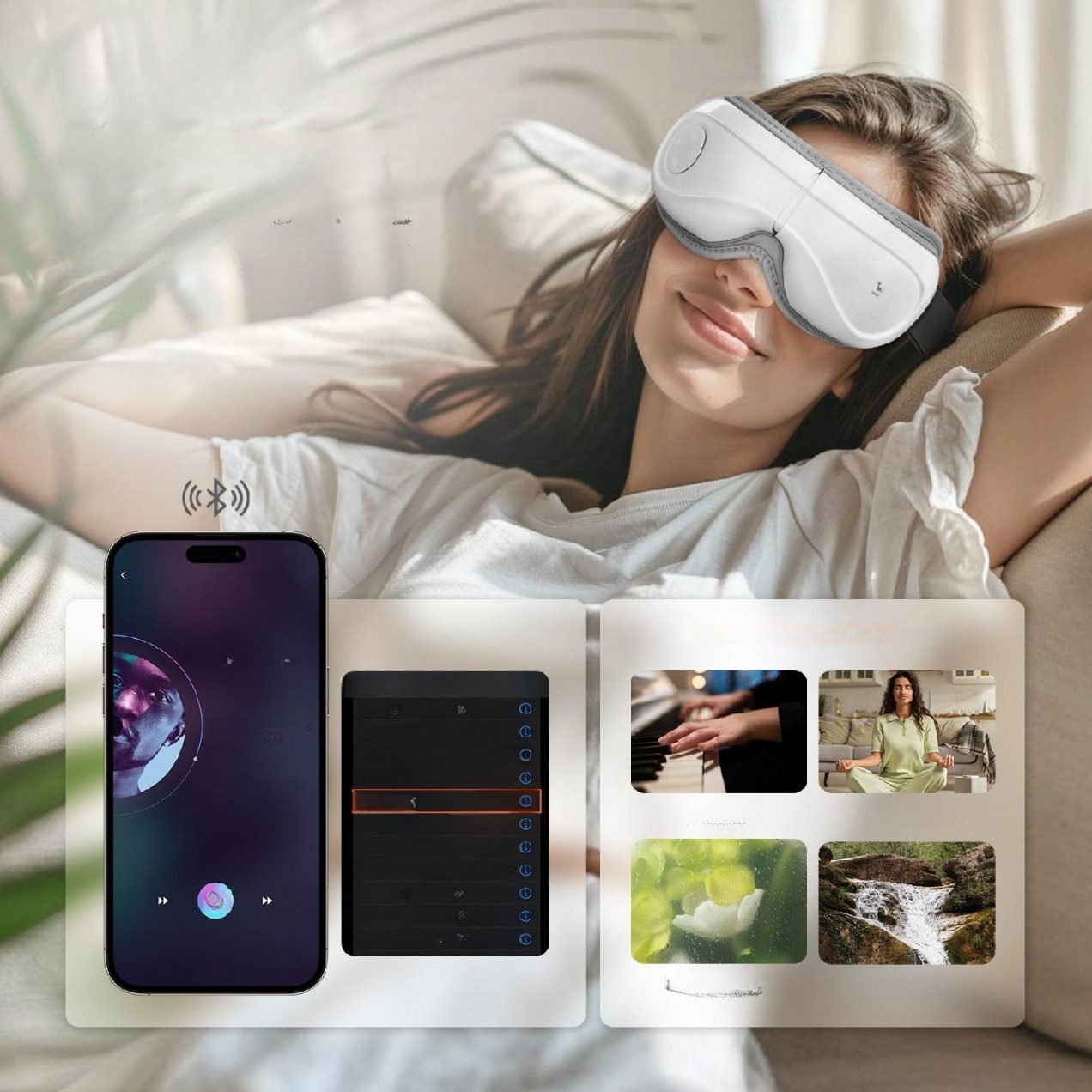 Masażer Oczu Podgrzewany z Bluetooth i Muzyką 5 Trybów - Idealny na Prezent - obrazek 3