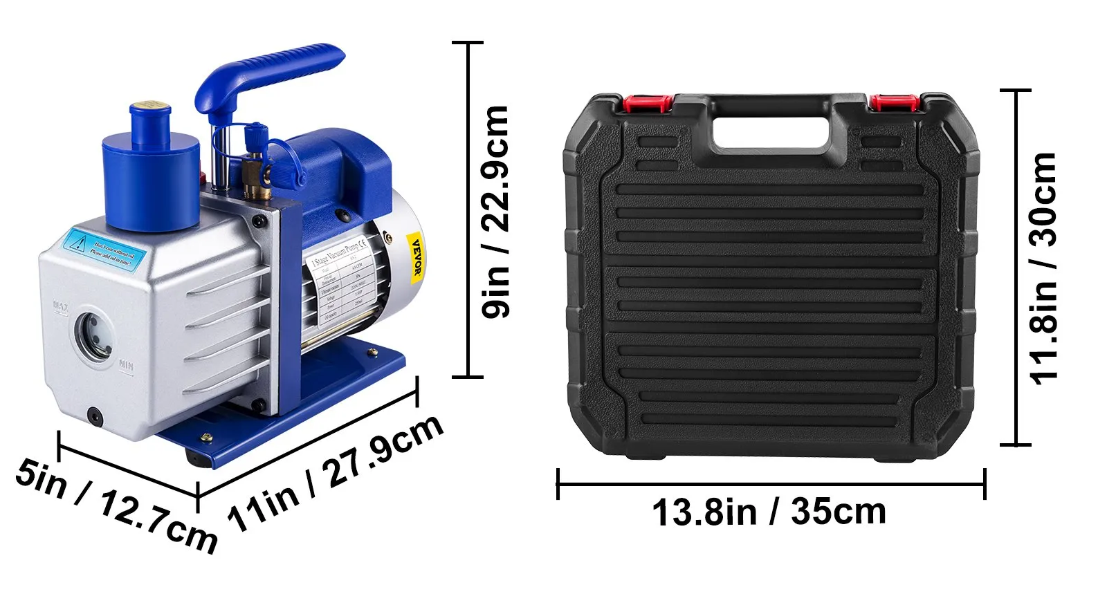 Pompa próżniowa HVAC 4,8CFM 283L/min zestaw manometrów AC - obrazek 2