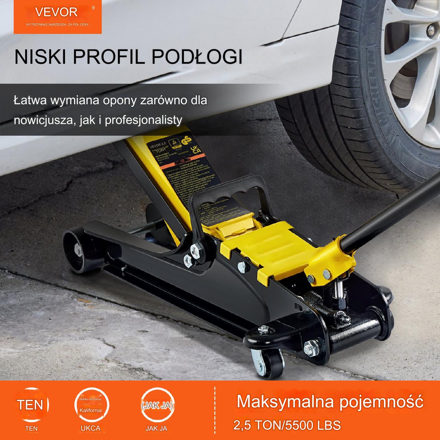 Podnośnik Hydrauliczny Niskoprofilowy Lewarek Żaba 2.5 T - obrazek 5