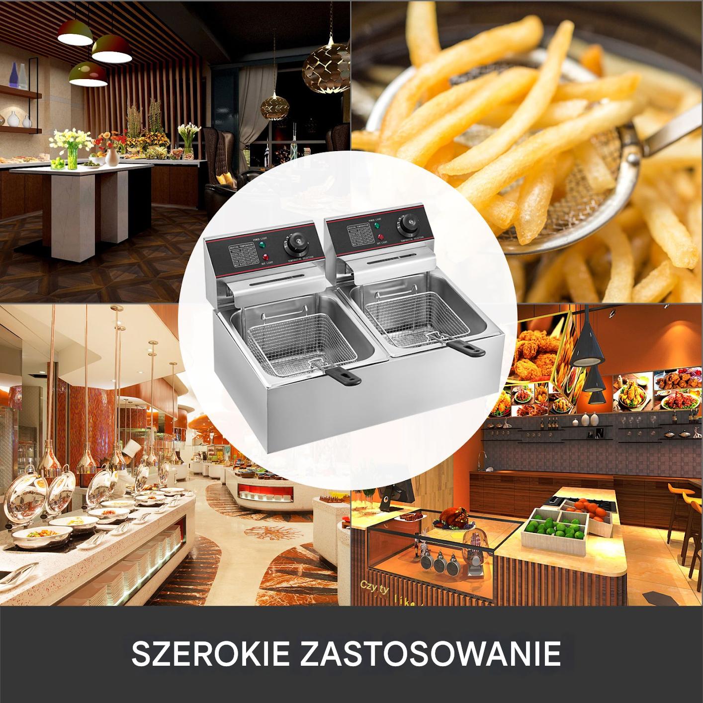Frytkownica elektryczna nastawna 2-komorowa gastronomiczna 12 L 5000 W - obrazek 7