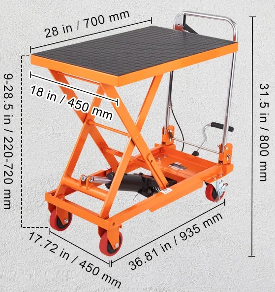 Stół podnośny hydrauliczny nożycowy 150 kg 72 cm magazyn transport - obrazek 2