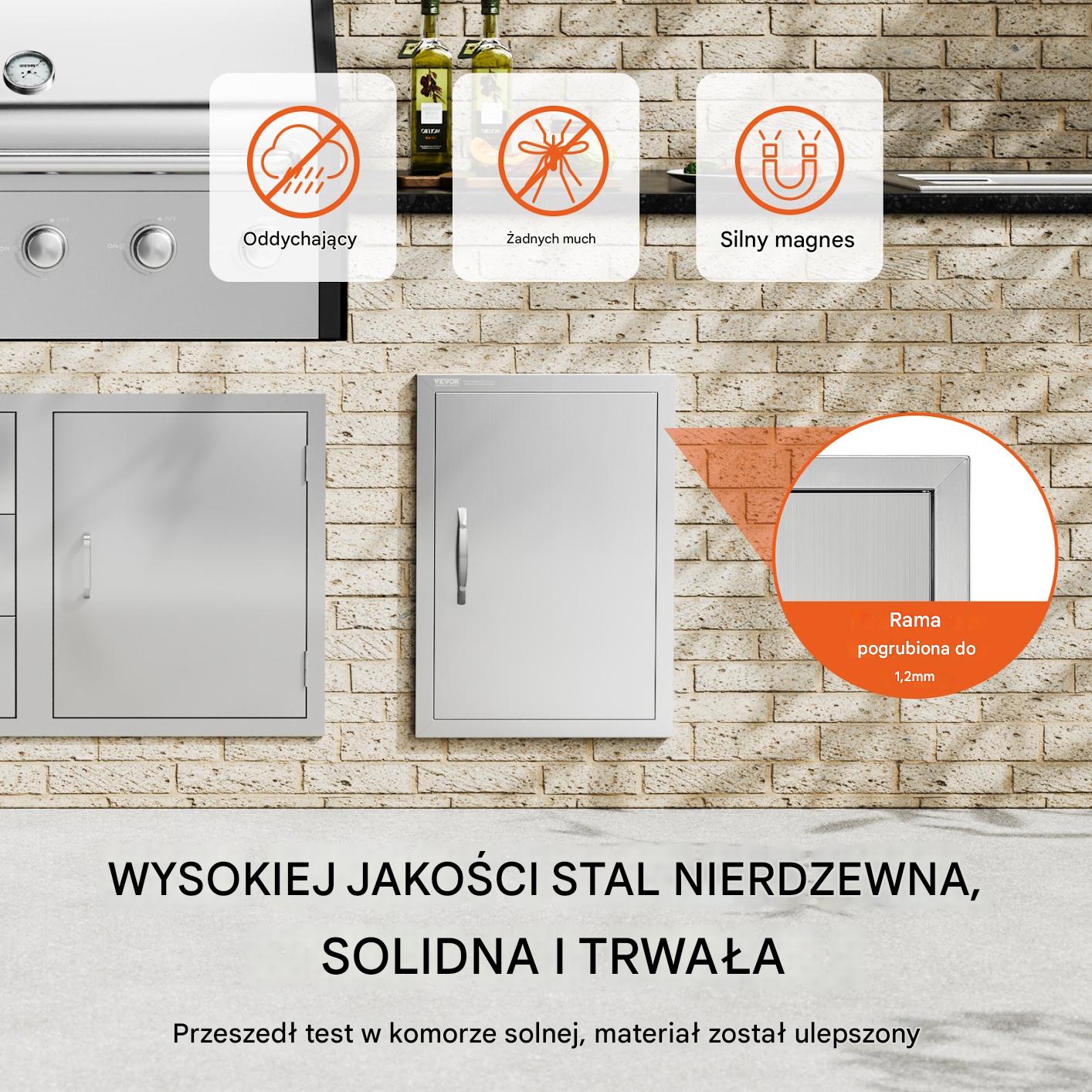 Drzwiczki do grilla BBQ stal nierdzewna 432x610 mm wpuszczane outdoor - obrazek 7